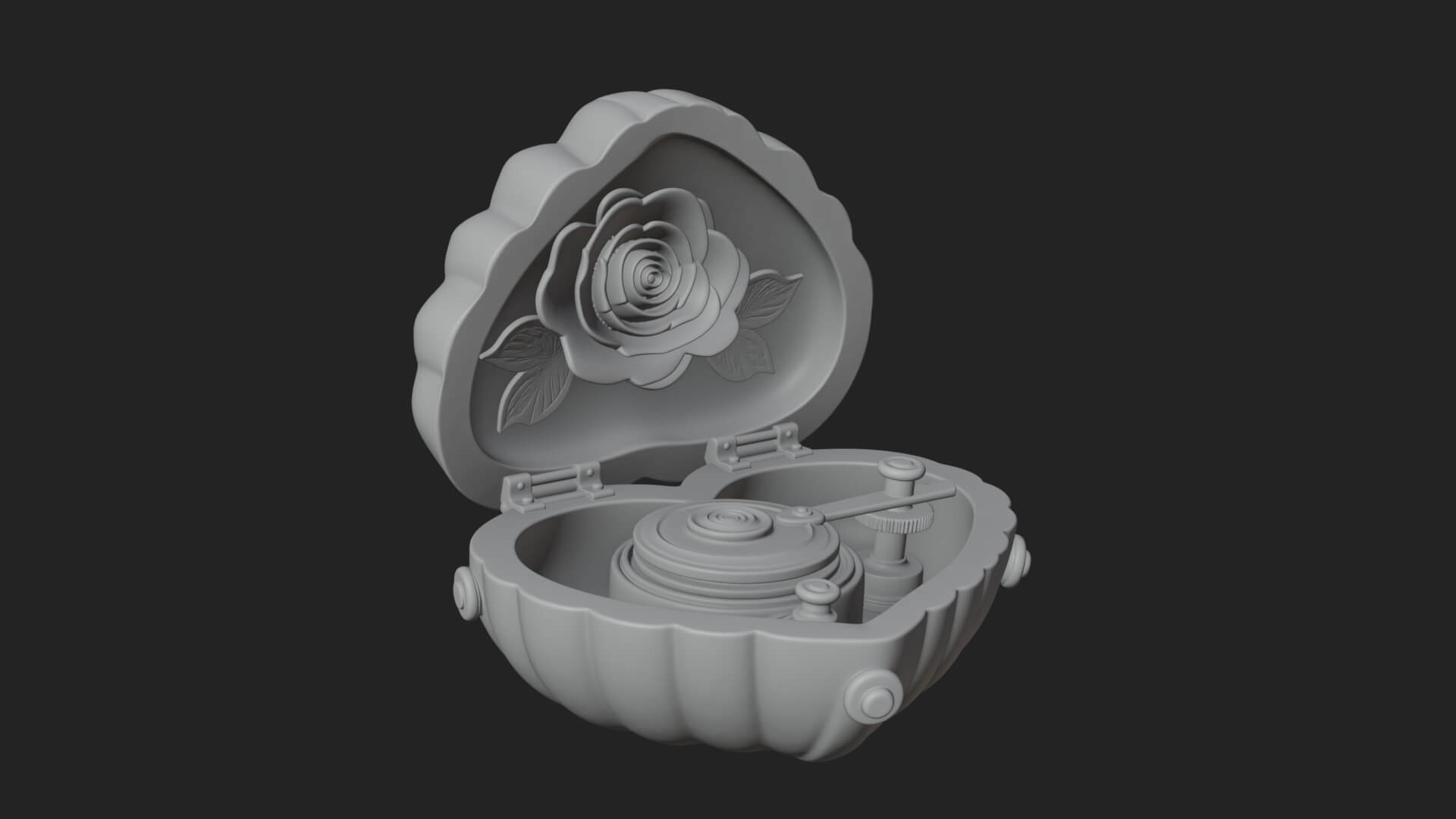 Rose Flower Music Box Ornament Design 4 3D Print Model 3D Model