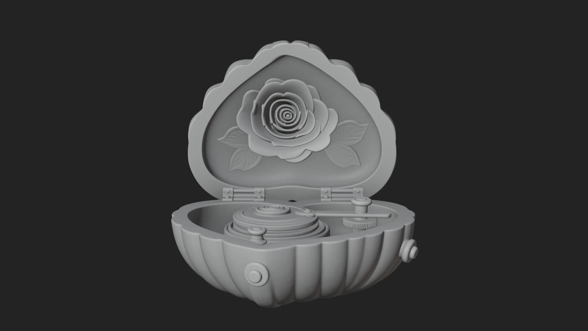 Rose Flower Music Box Ornament Design 4 3D Print Model 3D Model