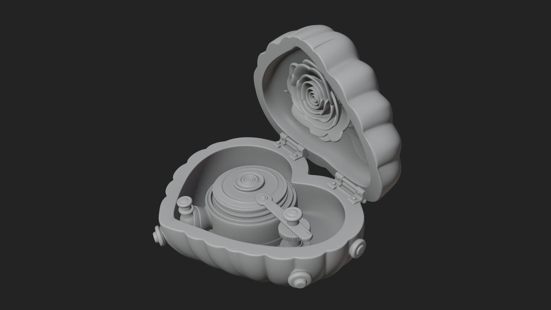 Rose Flower Music Box Ornament Design 4 3D Print Model 3D Model