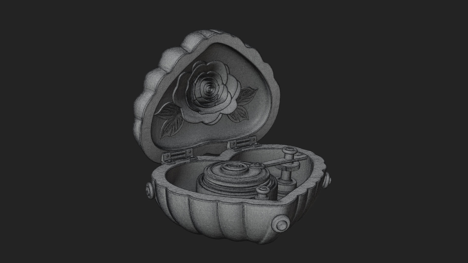Rose Flower Music Box Ornament Design 4 3D Print Model 3D Model