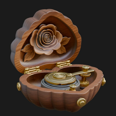 Rose Flower Music Box Ornament Design 4 3D Print Model