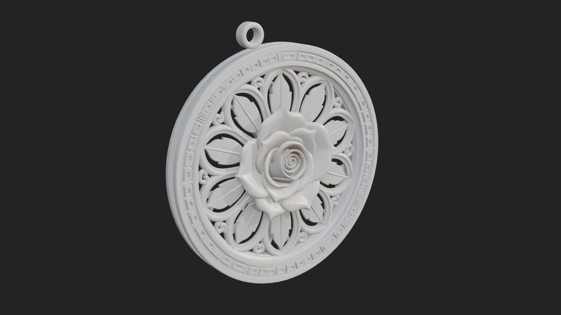 Rose Flower Oval Relief Plaque Design 1 3D Print Model 3D Model