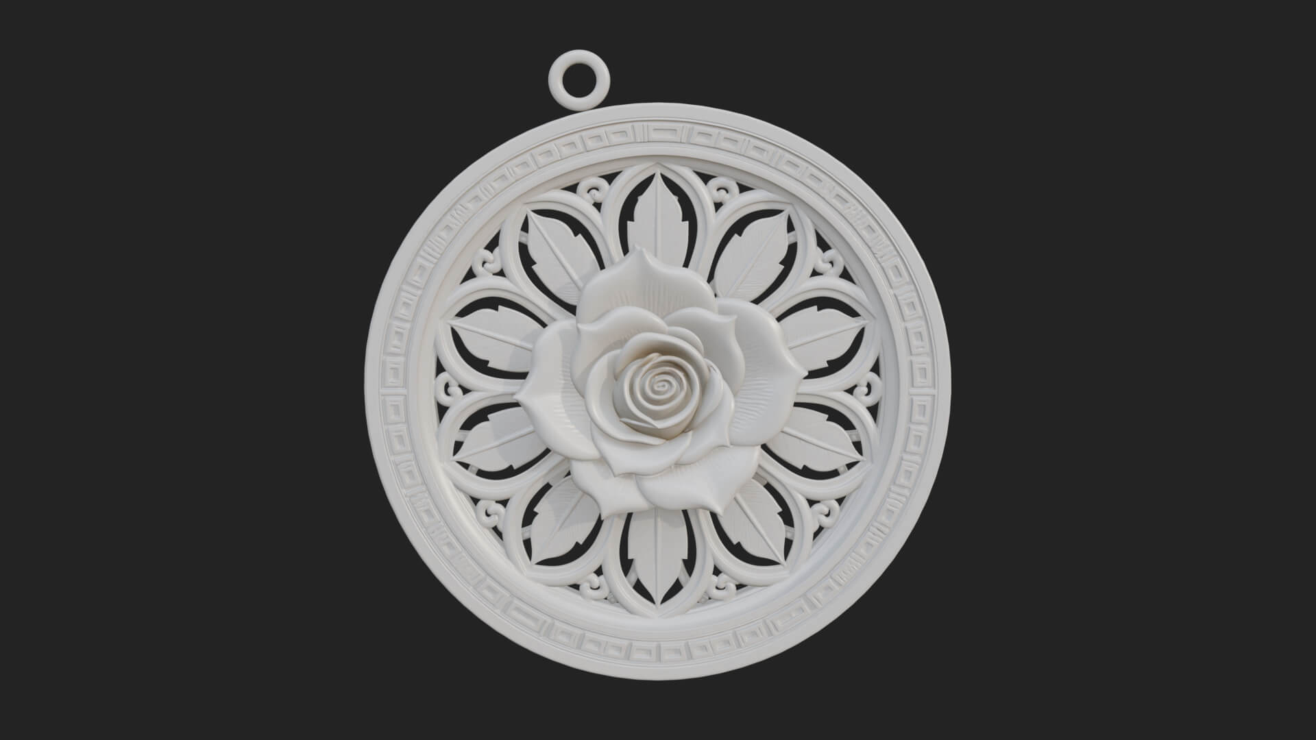 Rose Flower Oval Relief Plaque Design 1 3D Print Model 3D Model