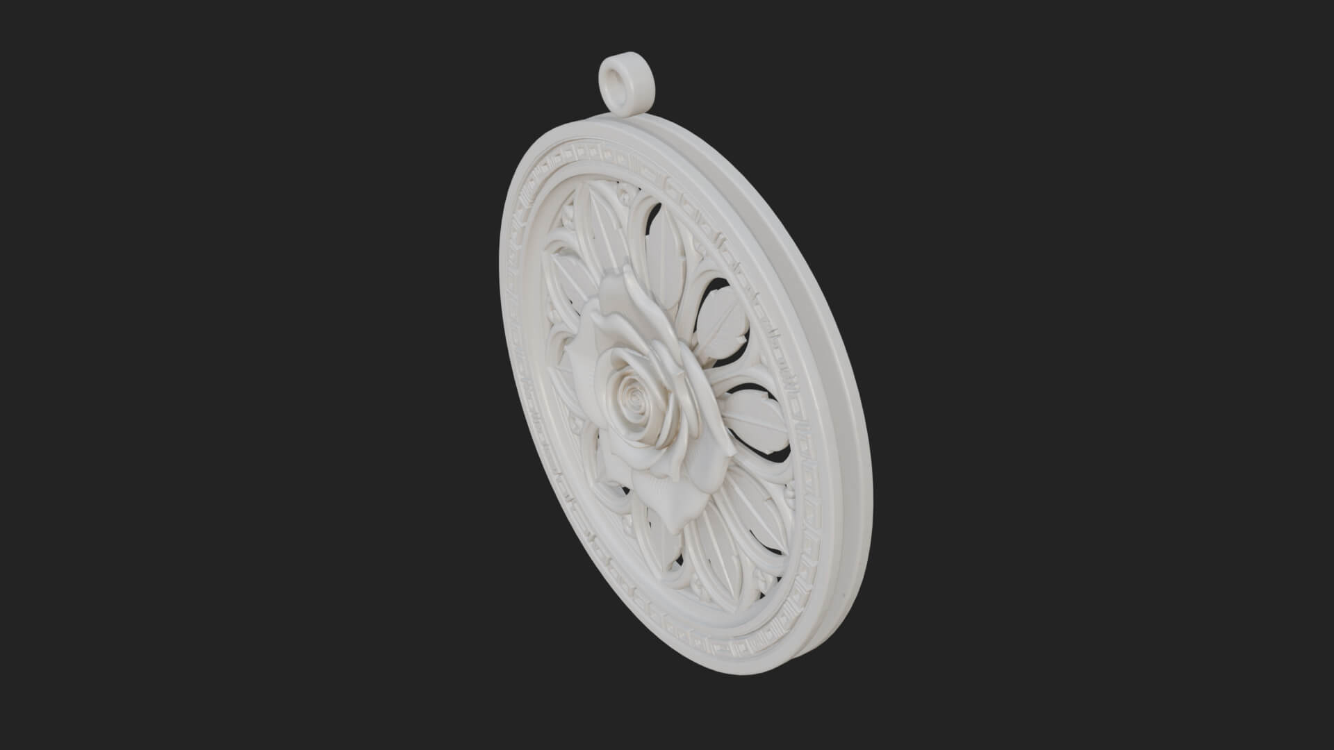 Rose Flower Oval Relief Plaque Design 1 3D Print Model 3D Model