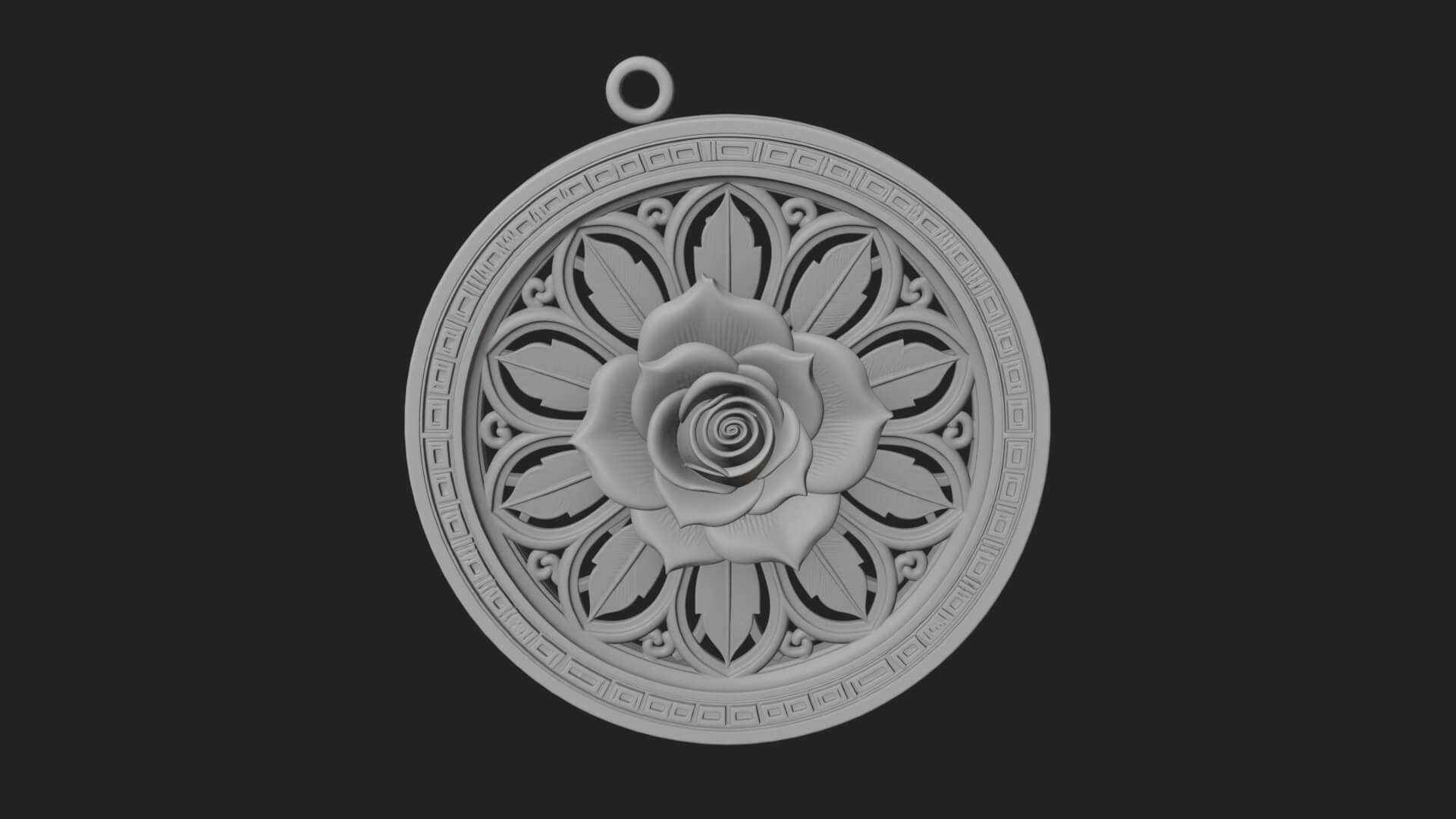 Rose Flower Oval Relief Plaque Design 1 3D Print Model 3D Model