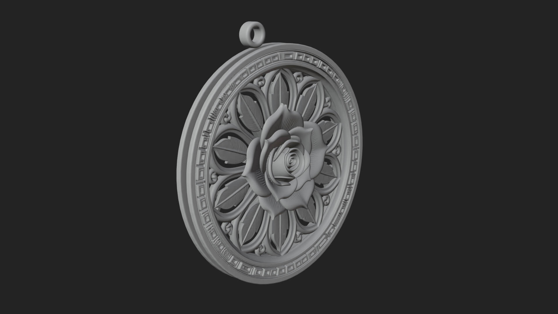 Rose Flower Oval Relief Plaque Design 1 3D Print Model 3D Model