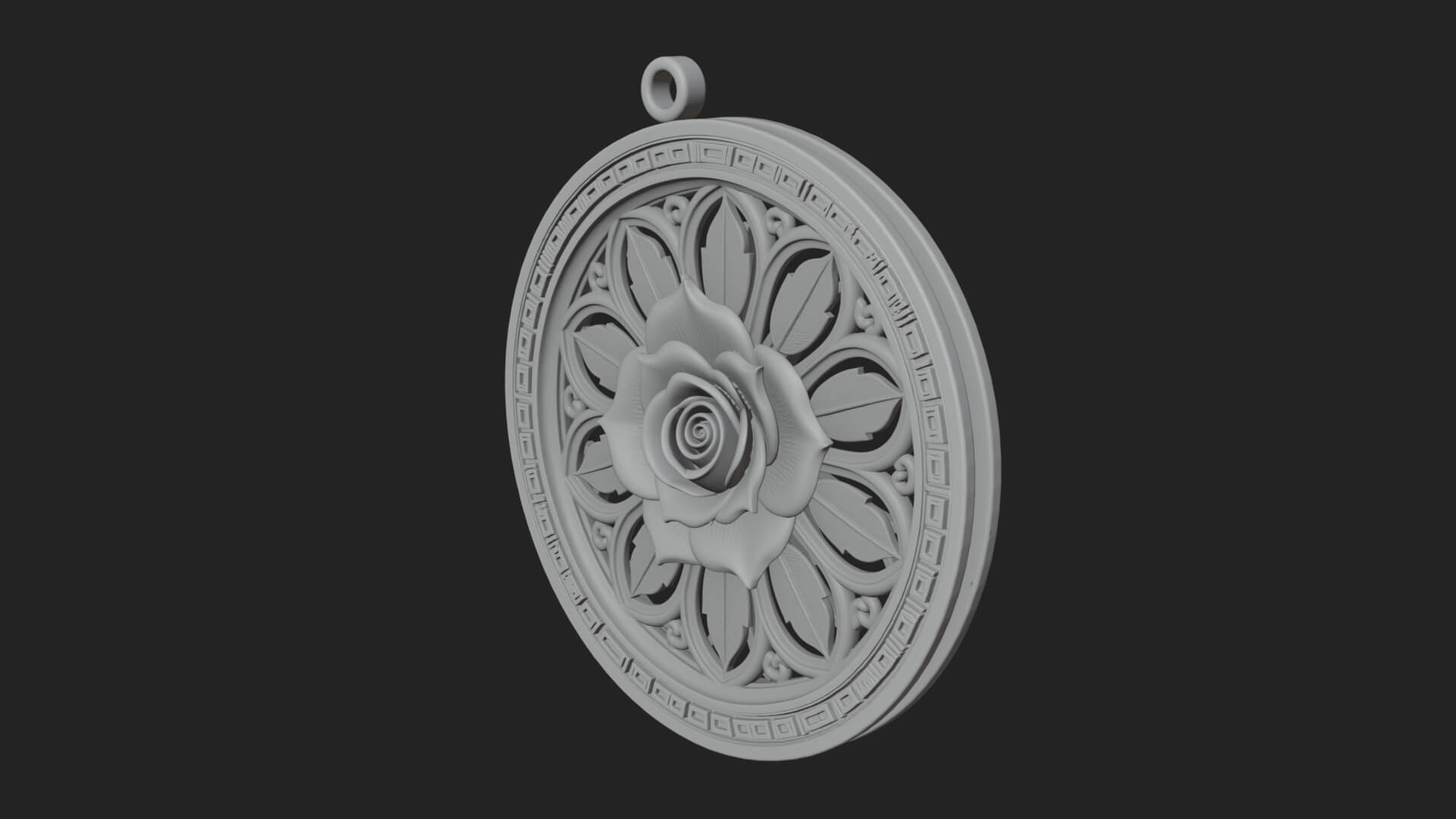 Rose Flower Oval Relief Plaque Design 1 3D Print Model 3D Model