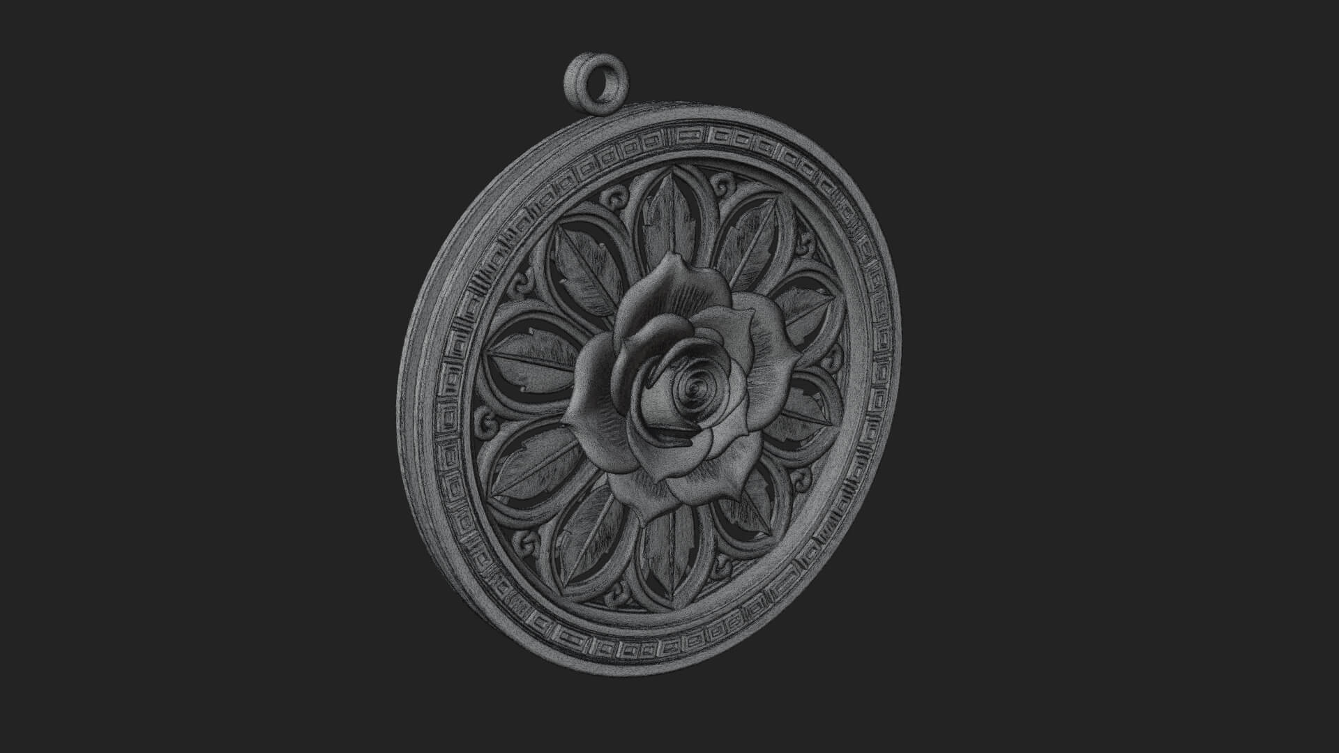 Rose Flower Oval Relief Plaque Design 1 3D Print Model 3D Model