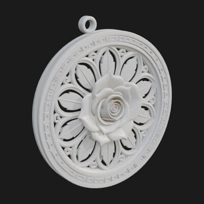 Rose Flower Oval Relief Plaque Design 1 3D Print Model