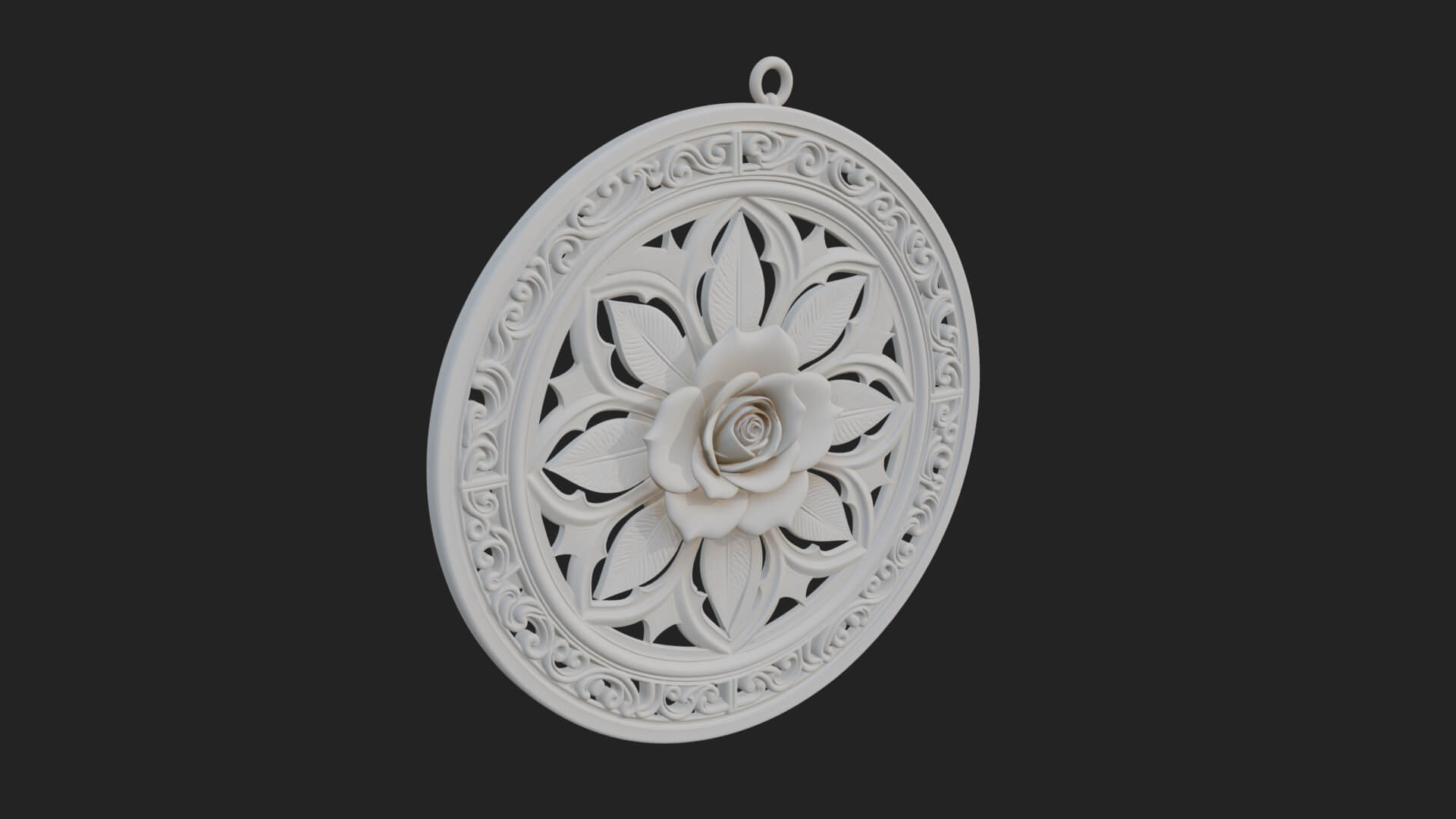 Rose Flower Oval Relief Plaque Design 2 3D Print Model 3D Model