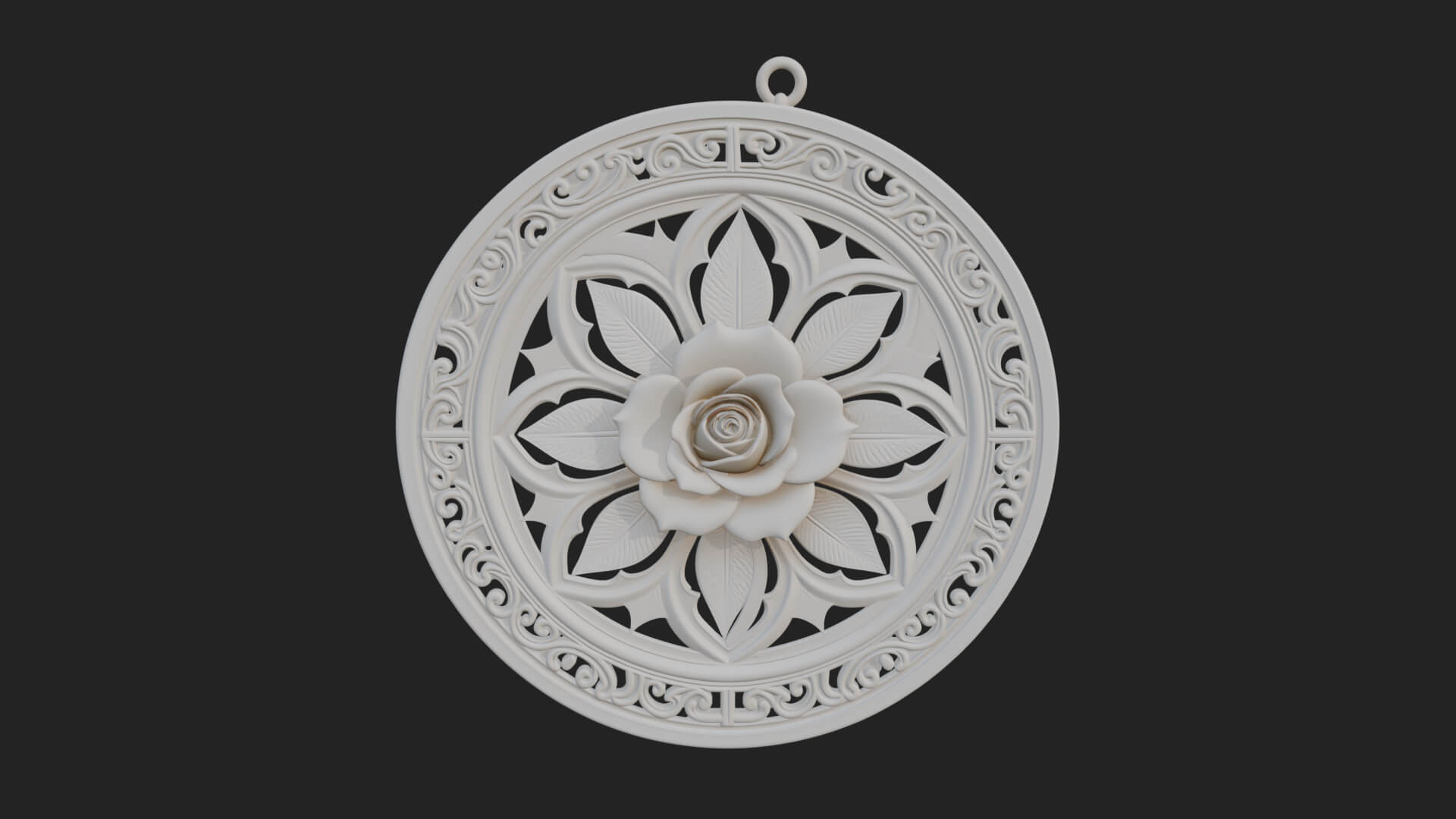 Rose Flower Oval Relief Plaque Design 2 3D Print Model 3D Model