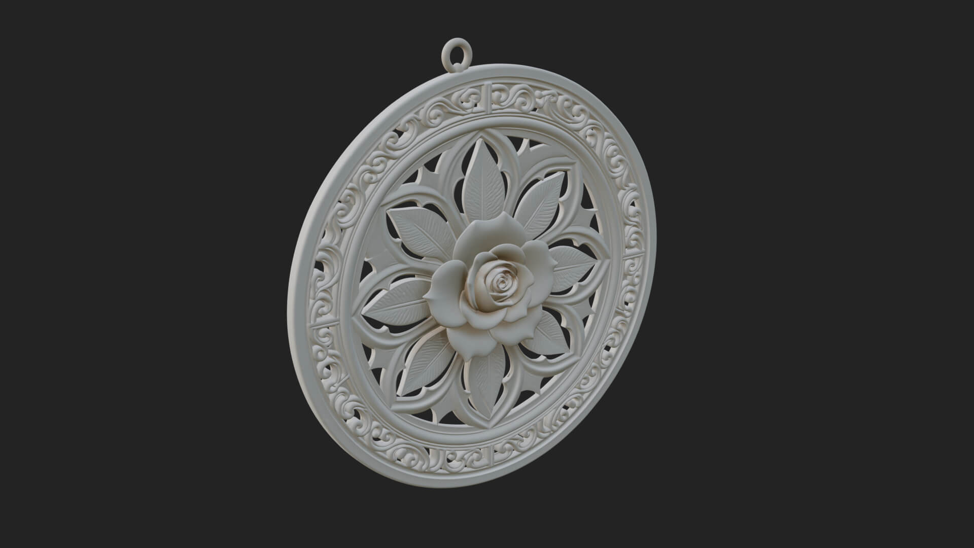 Rose Flower Oval Relief Plaque Design 2 3D Print Model 3D Model