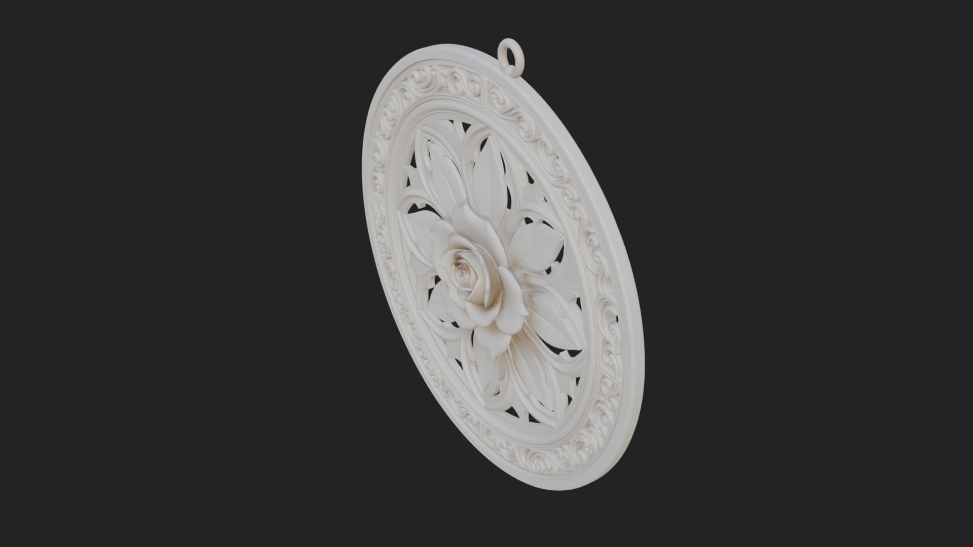 Rose Flower Oval Relief Plaque Design 2 3D Print Model 3D Model