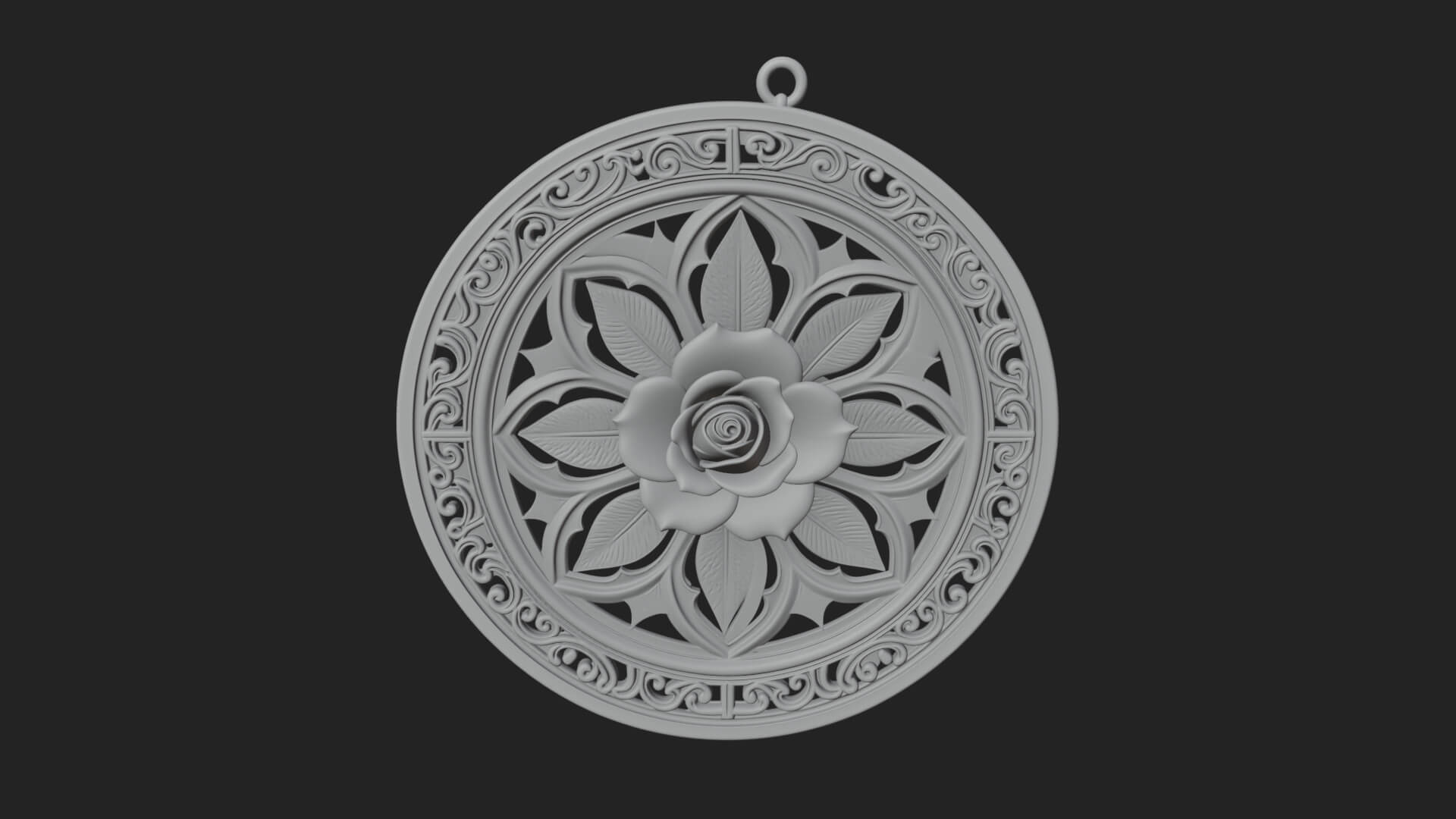 Rose Flower Oval Relief Plaque Design 2 3D Print Model 3D Model