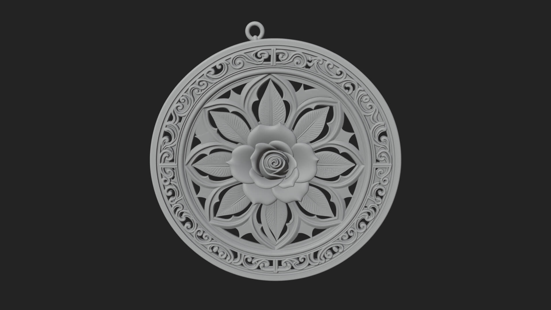 Rose Flower Oval Relief Plaque Design 2 3D Print Model 3D Model