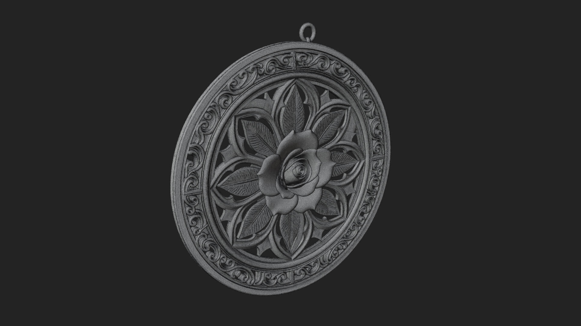 Rose Flower Oval Relief Plaque Design 2 3D Print Model 3D Model