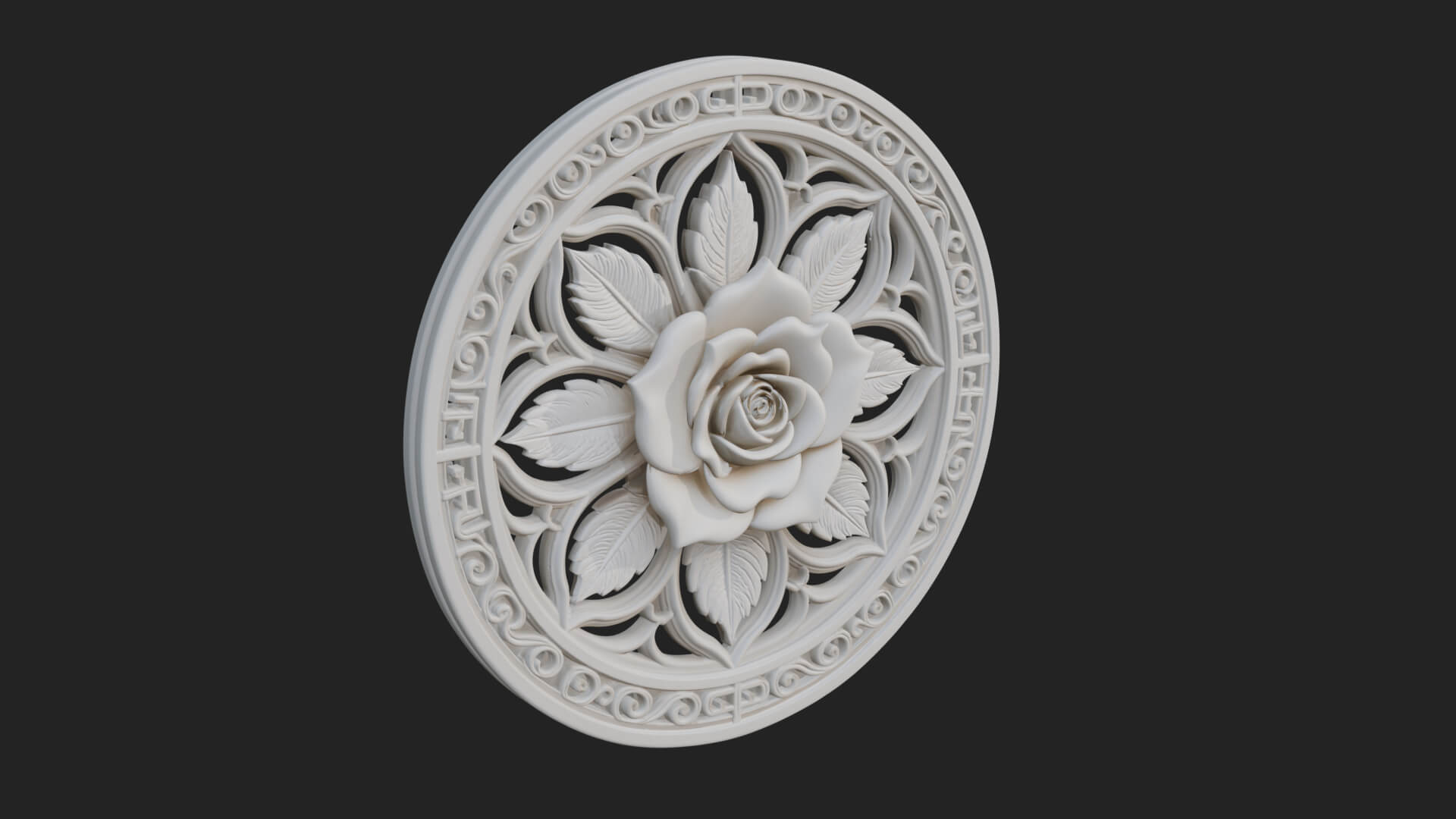 Rose Flower Oval Relief Plaque Design 3 3D Print Model 3D Model
