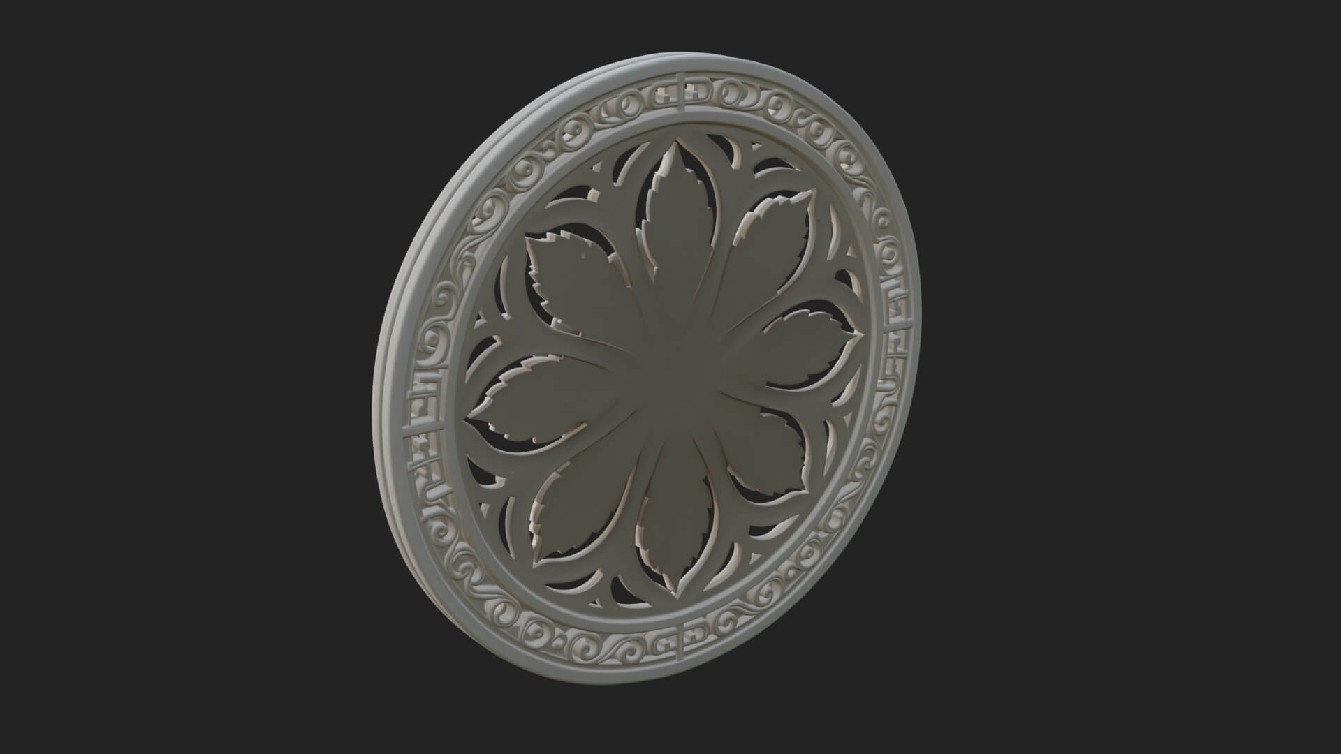 Rose Flower Oval Relief Plaque Design 3 3D Print Model 3D Model