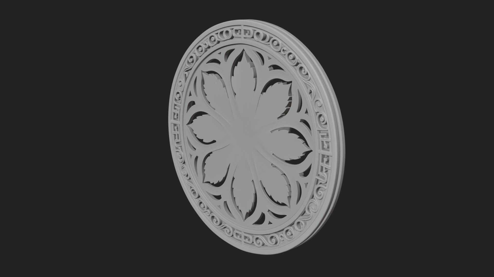 Rose Flower Oval Relief Plaque Design 3 3D Print Model 3D Model