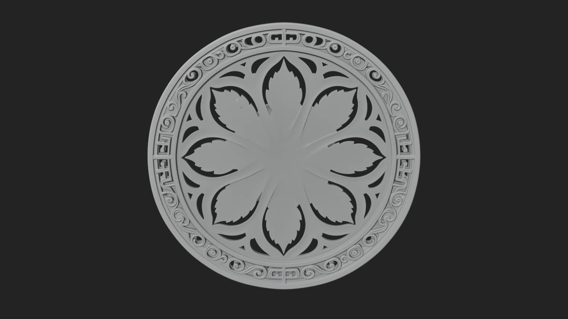 Rose Flower Oval Relief Plaque Design 3 3D Print Model 3D Model