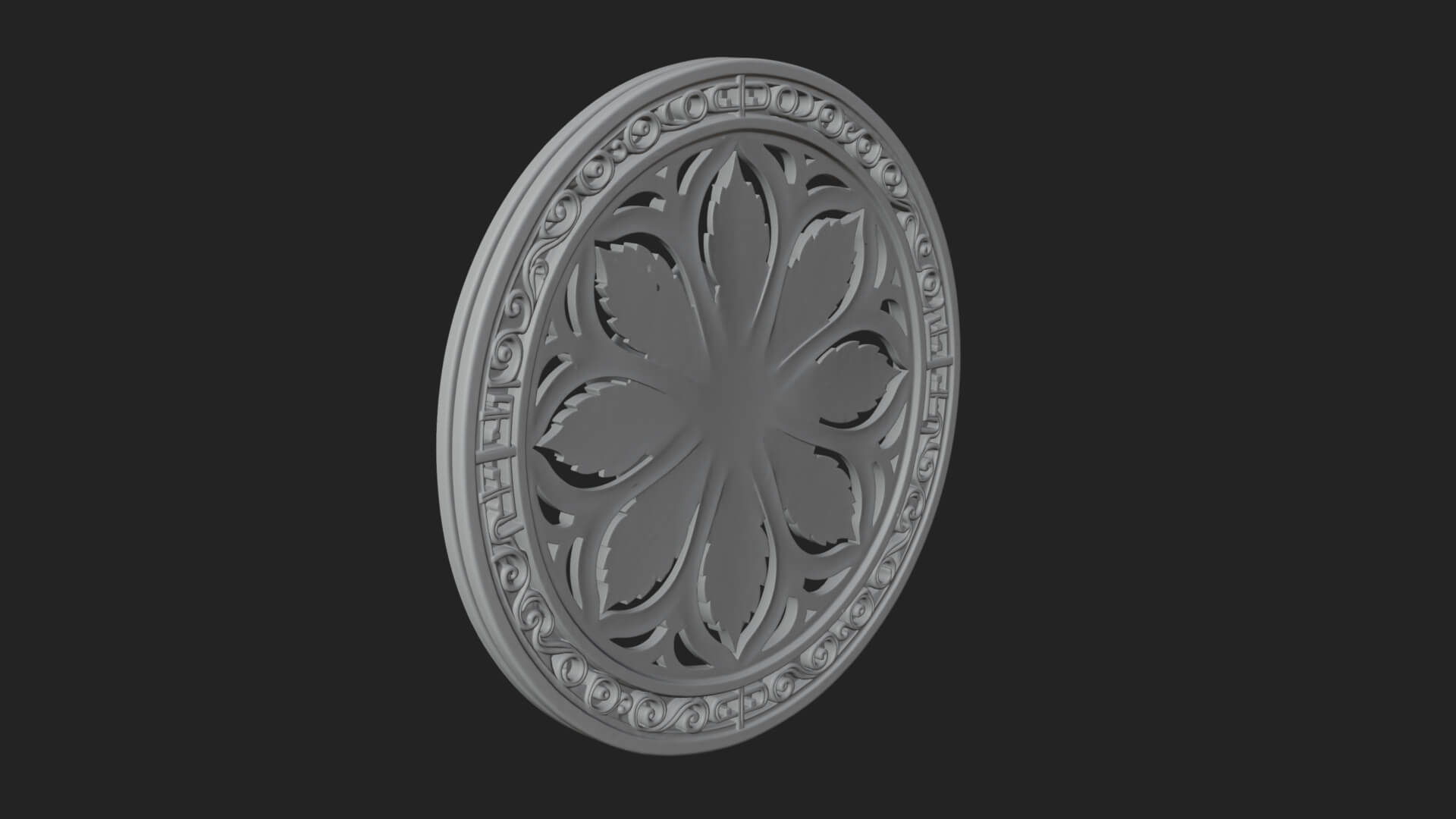 Rose Flower Oval Relief Plaque Design 3 3D Print Model 3D Model