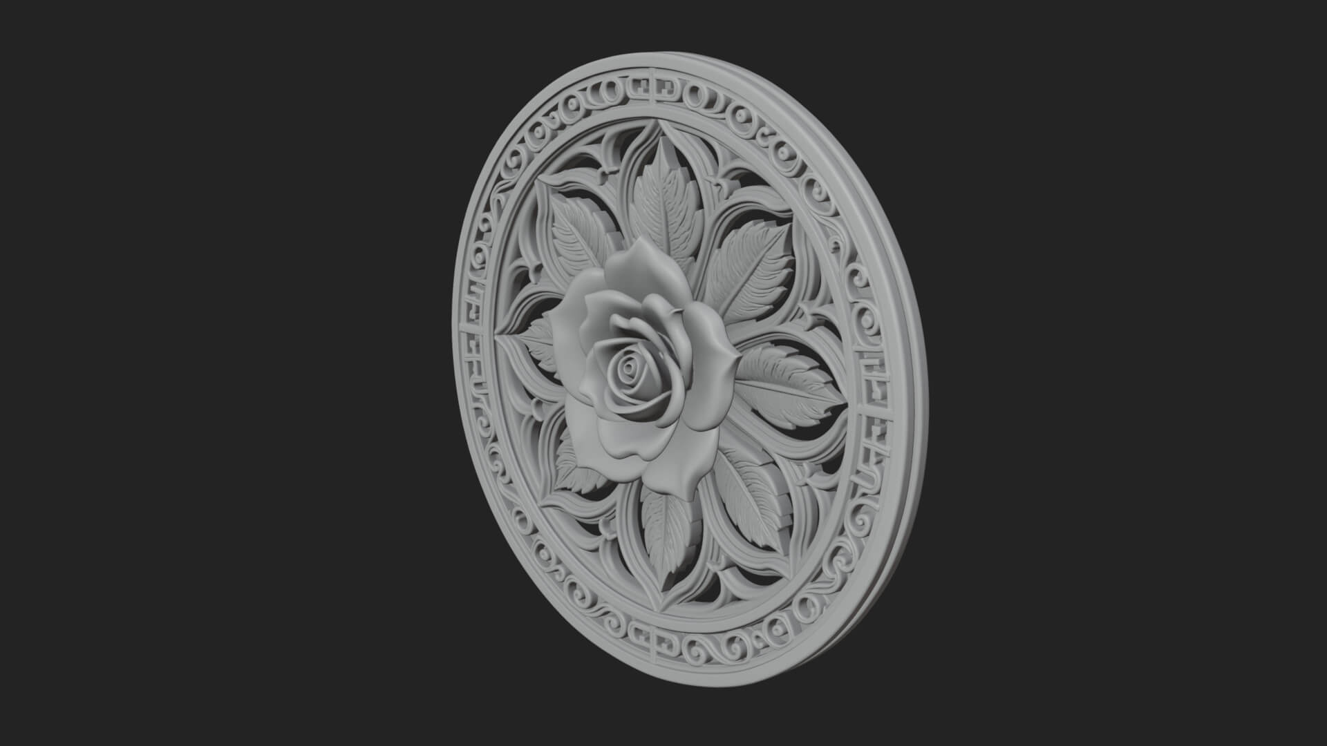 Rose Flower Oval Relief Plaque Design 3 3D Print Model 3D Model