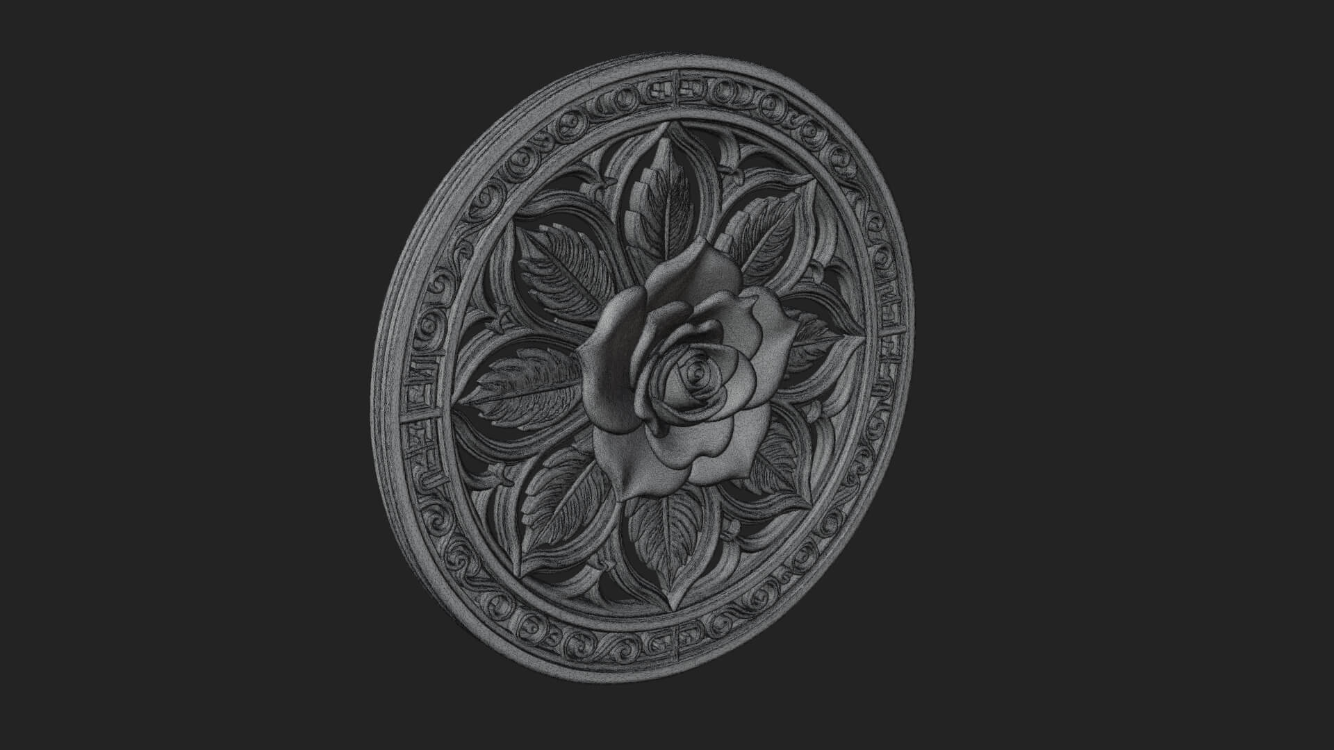 Rose Flower Oval Relief Plaque Design 3 3D Print Model 3D Model