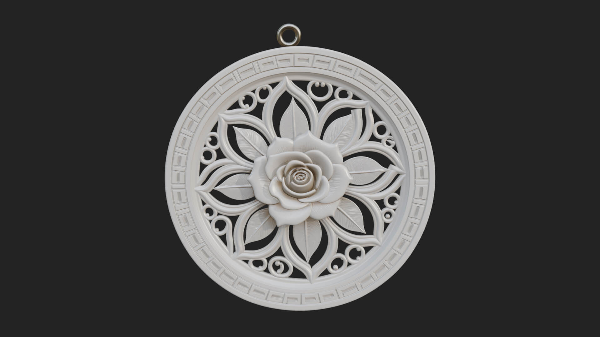 Rose Flower Oval Relief Plaque Design 4 3D Print Model 3D Model
