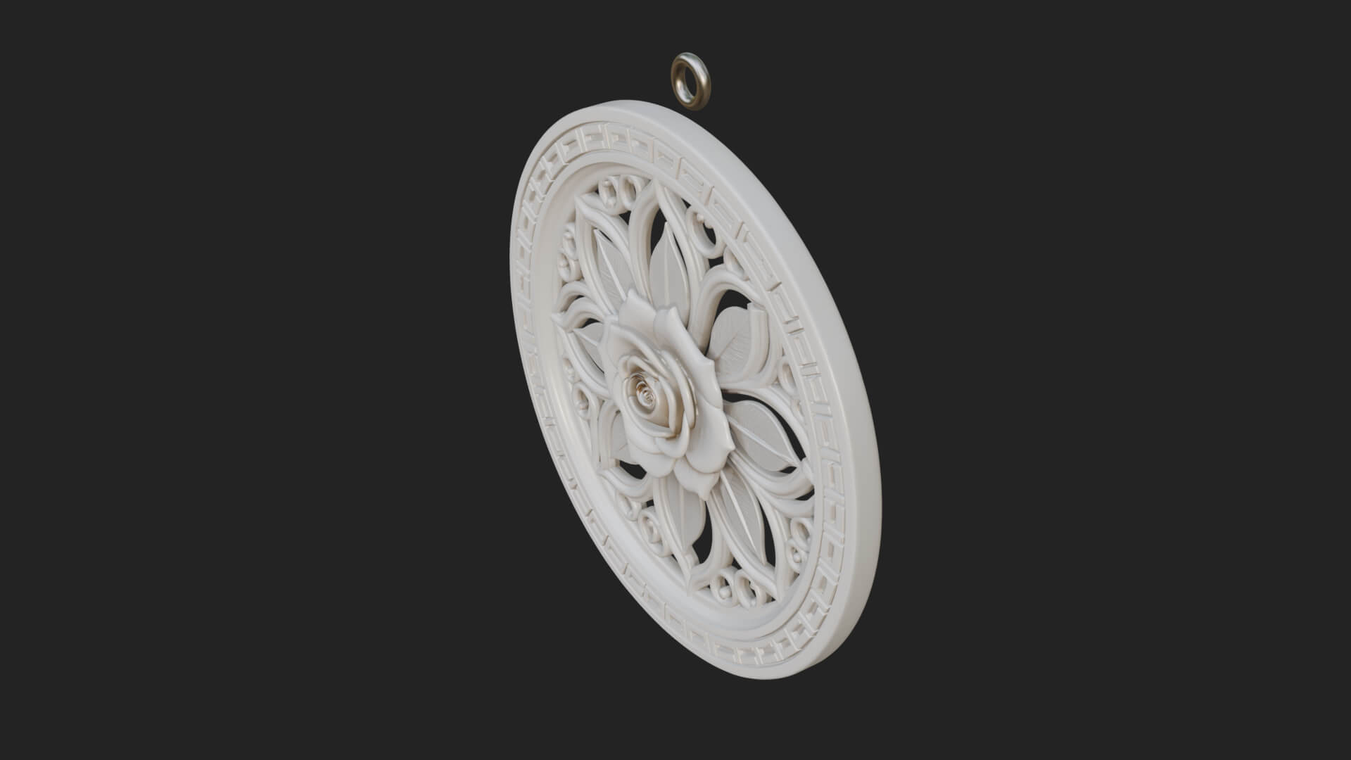 Rose Flower Oval Relief Plaque Design 4 3D Print Model 3D Model