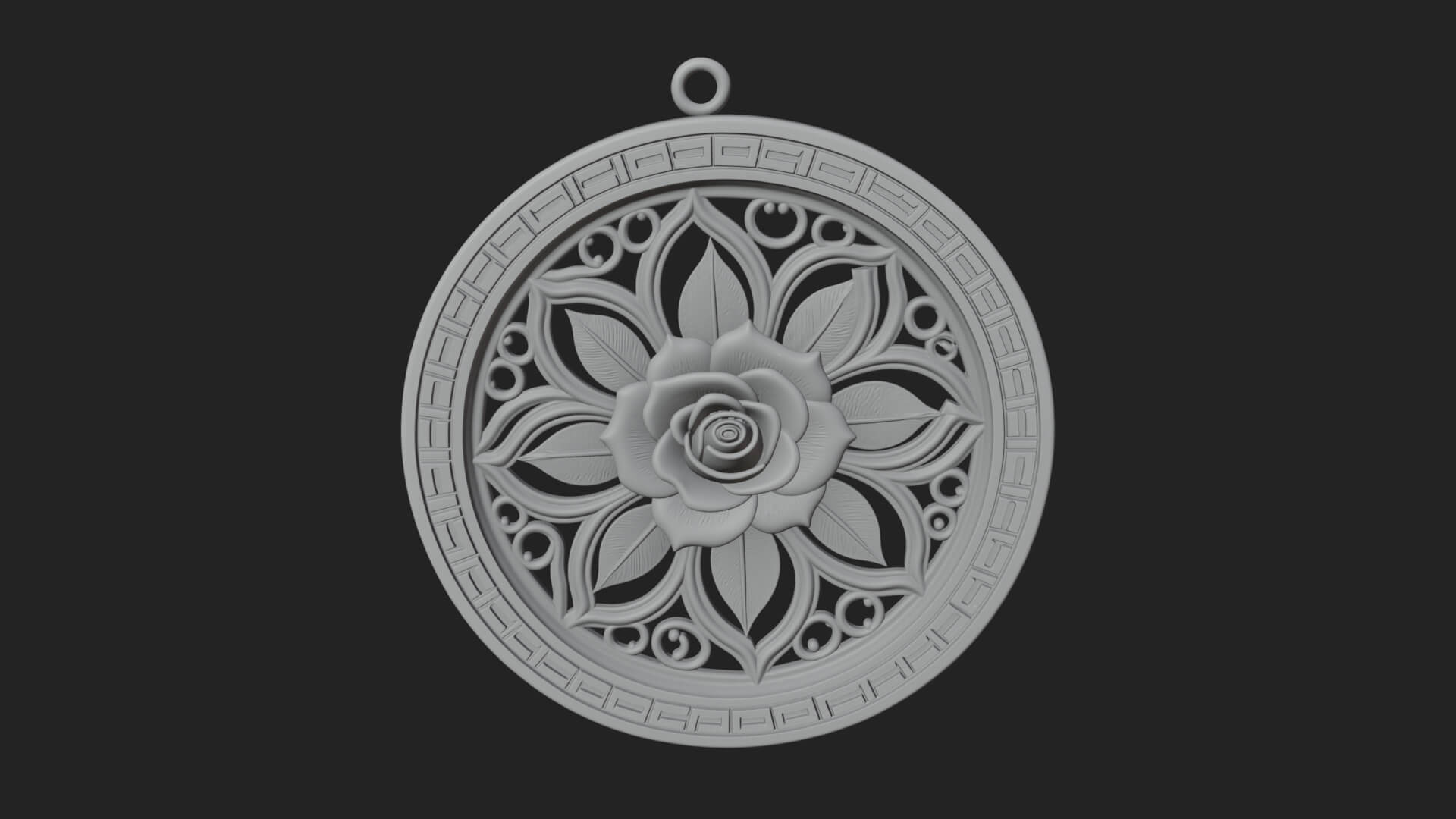 Rose Flower Oval Relief Plaque Design 4 3D Print Model 3D Model
