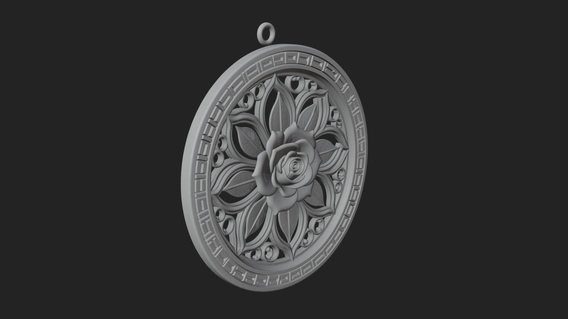 Rose Flower Oval Relief Plaque Design 4 3D Print Model 3D Model