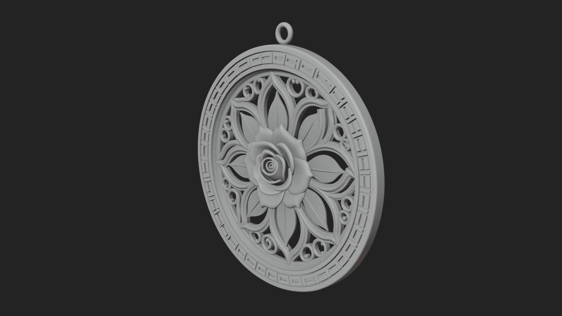 Rose Flower Oval Relief Plaque Design 4 3D Print Model 3D Model