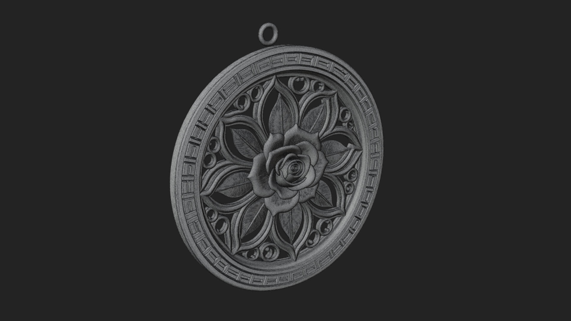 Rose Flower Oval Relief Plaque Design 4 3D Print Model 3D Model