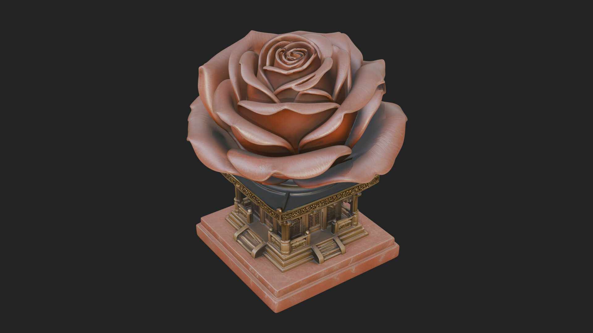 Rose Flower Pedestal Ornament Design 1 3D Print Model 3D Model