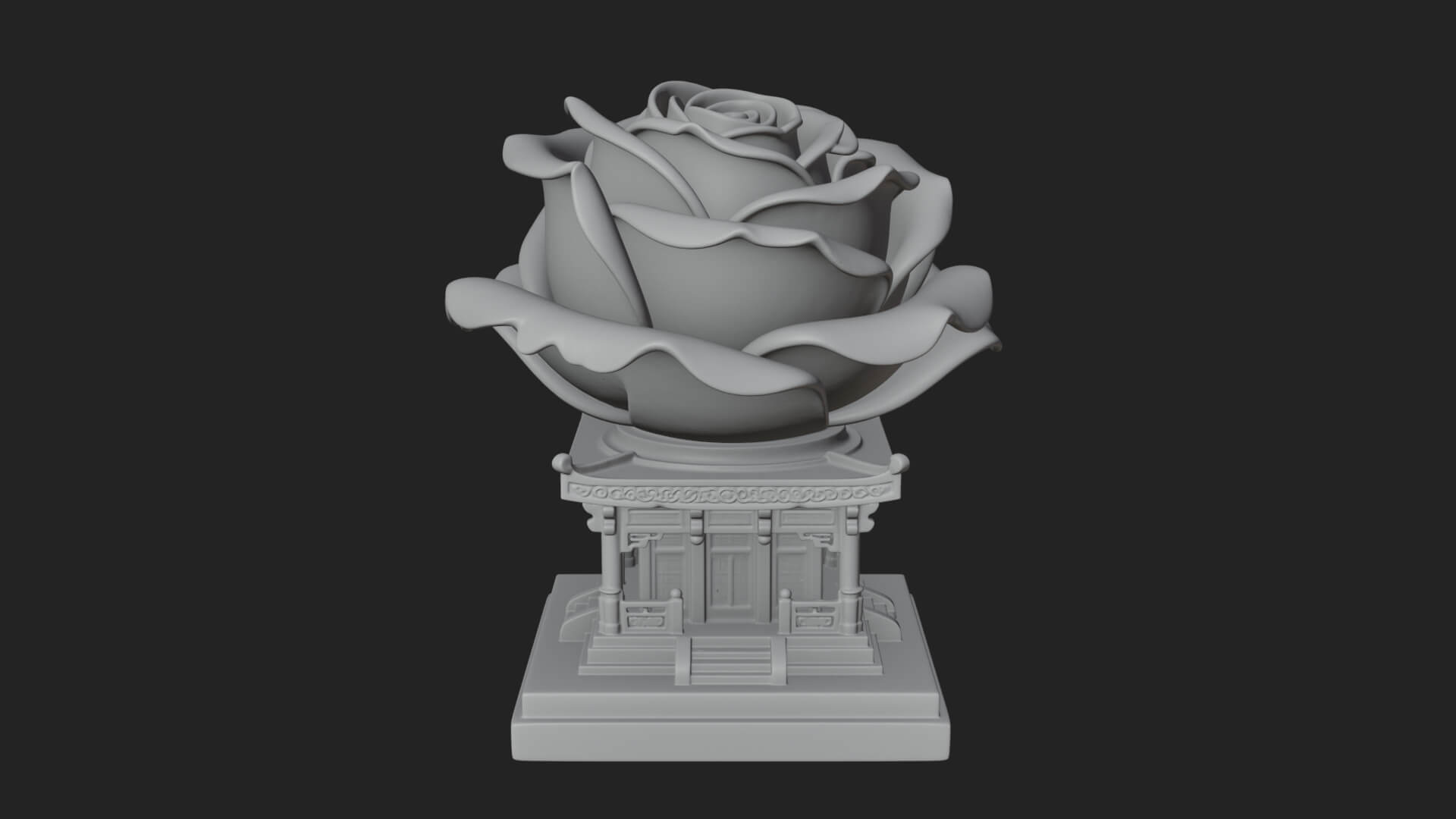 Rose Flower Pedestal Ornament Design 1 3D Print Model 3D Model