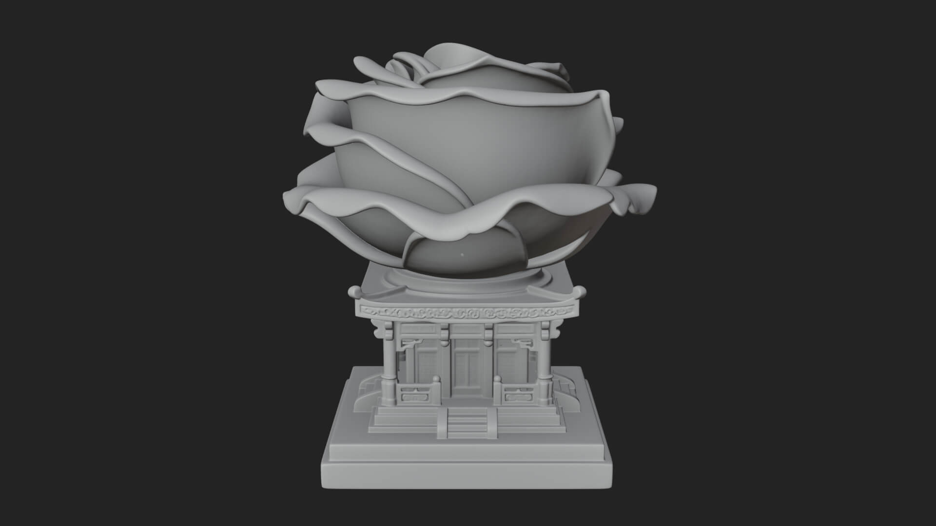 Rose Flower Pedestal Ornament Design 1 3D Print Model 3D Model