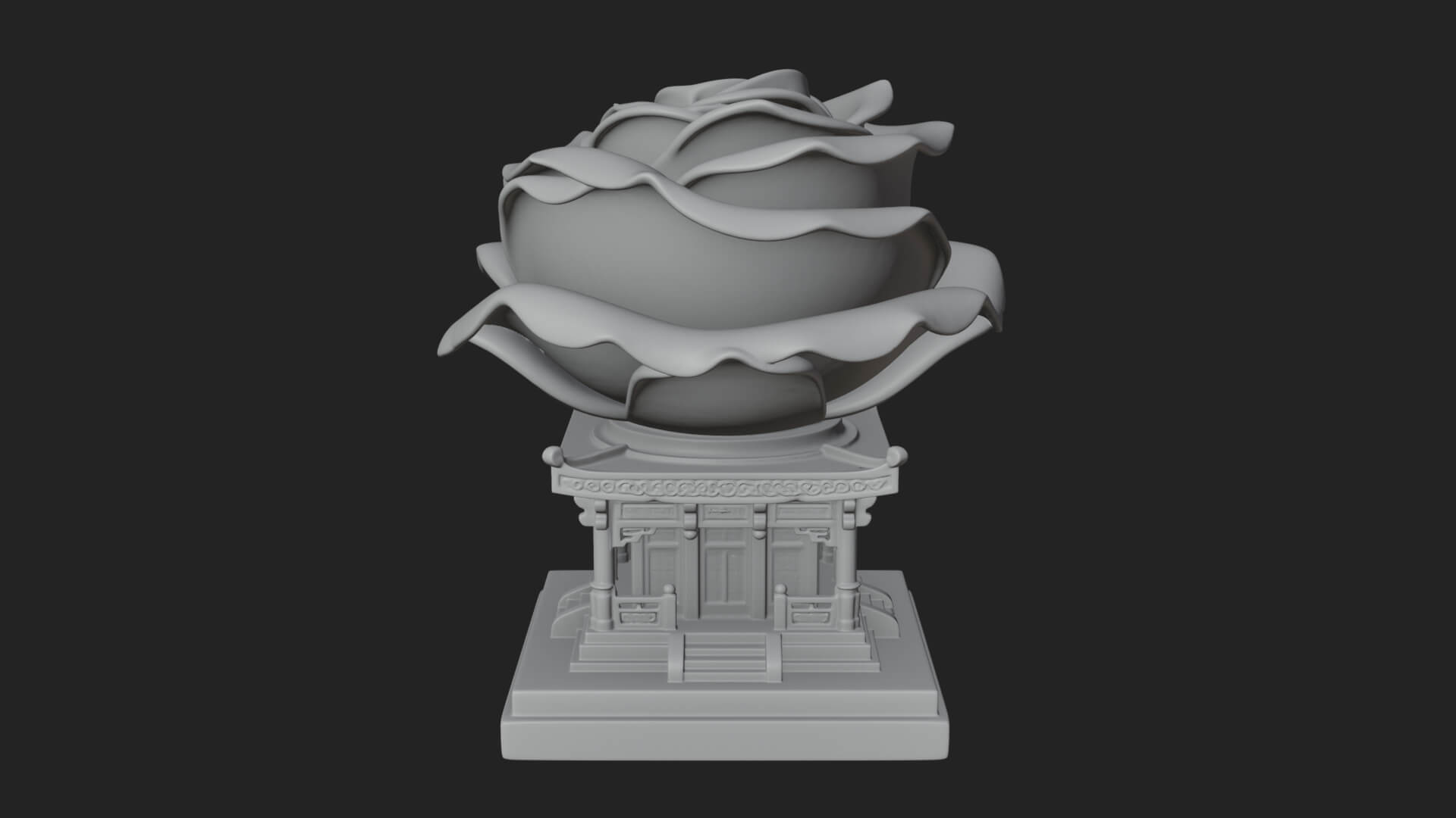 Rose Flower Pedestal Ornament Design 1 3D Print Model 3D Model