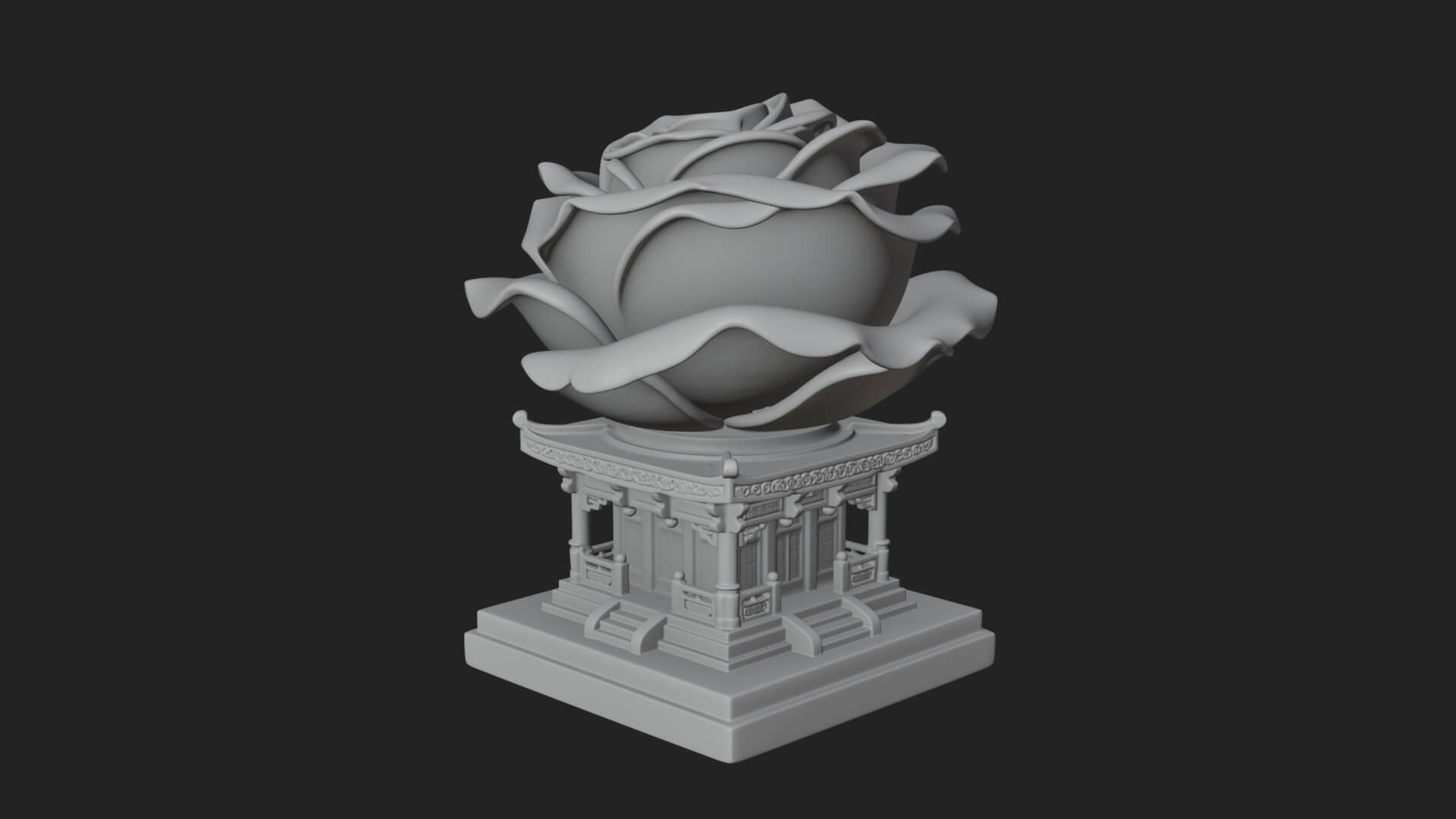 Rose Flower Pedestal Ornament Design 1 3D Print Model 3D Model