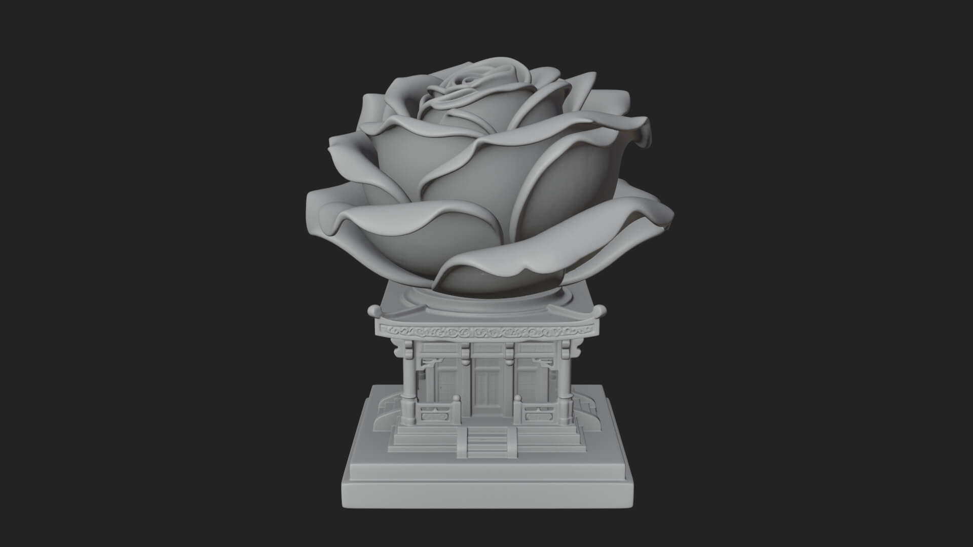 Rose Flower Pedestal Ornament Design 1 3D Print Model 3D Model
