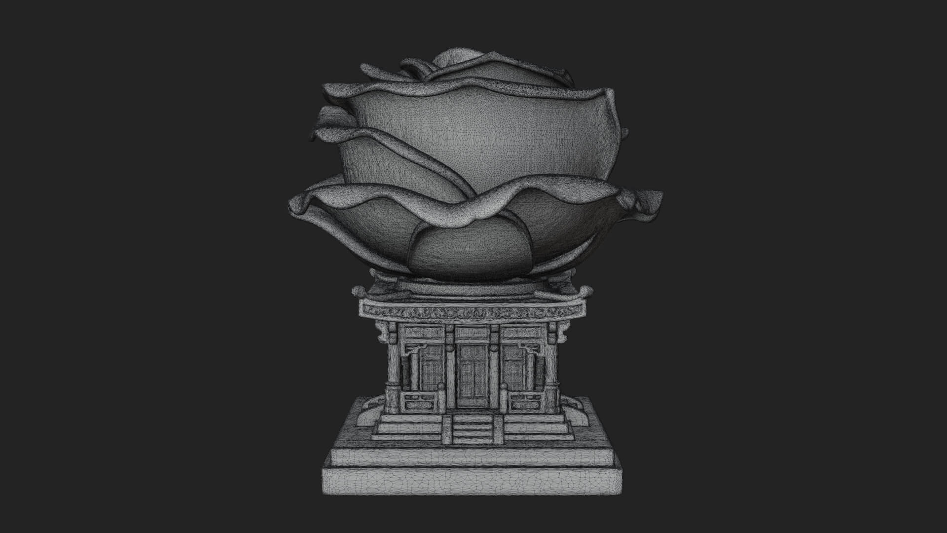 Rose Flower Pedestal Ornament Design 1 3D Print Model 3D Model