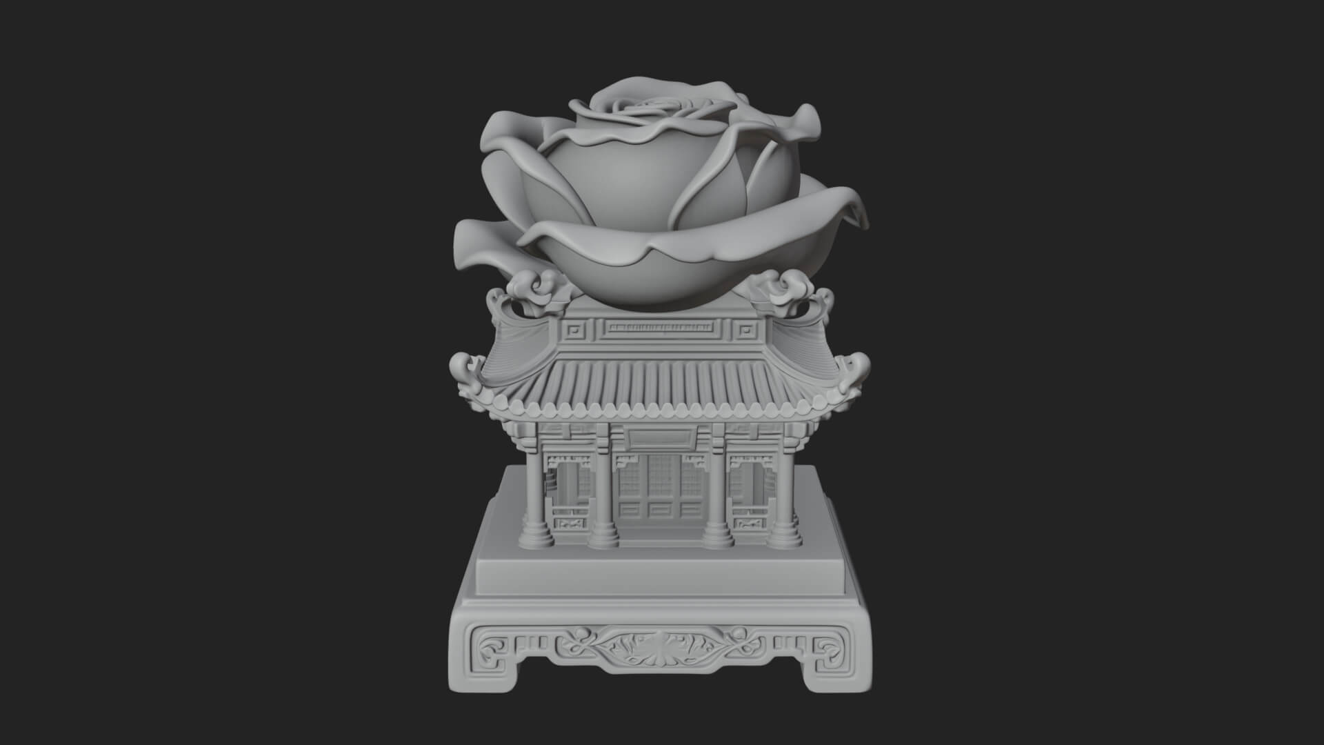 Rose Flower Pedestal Ornament Design 2 3D Print Model 3D Model