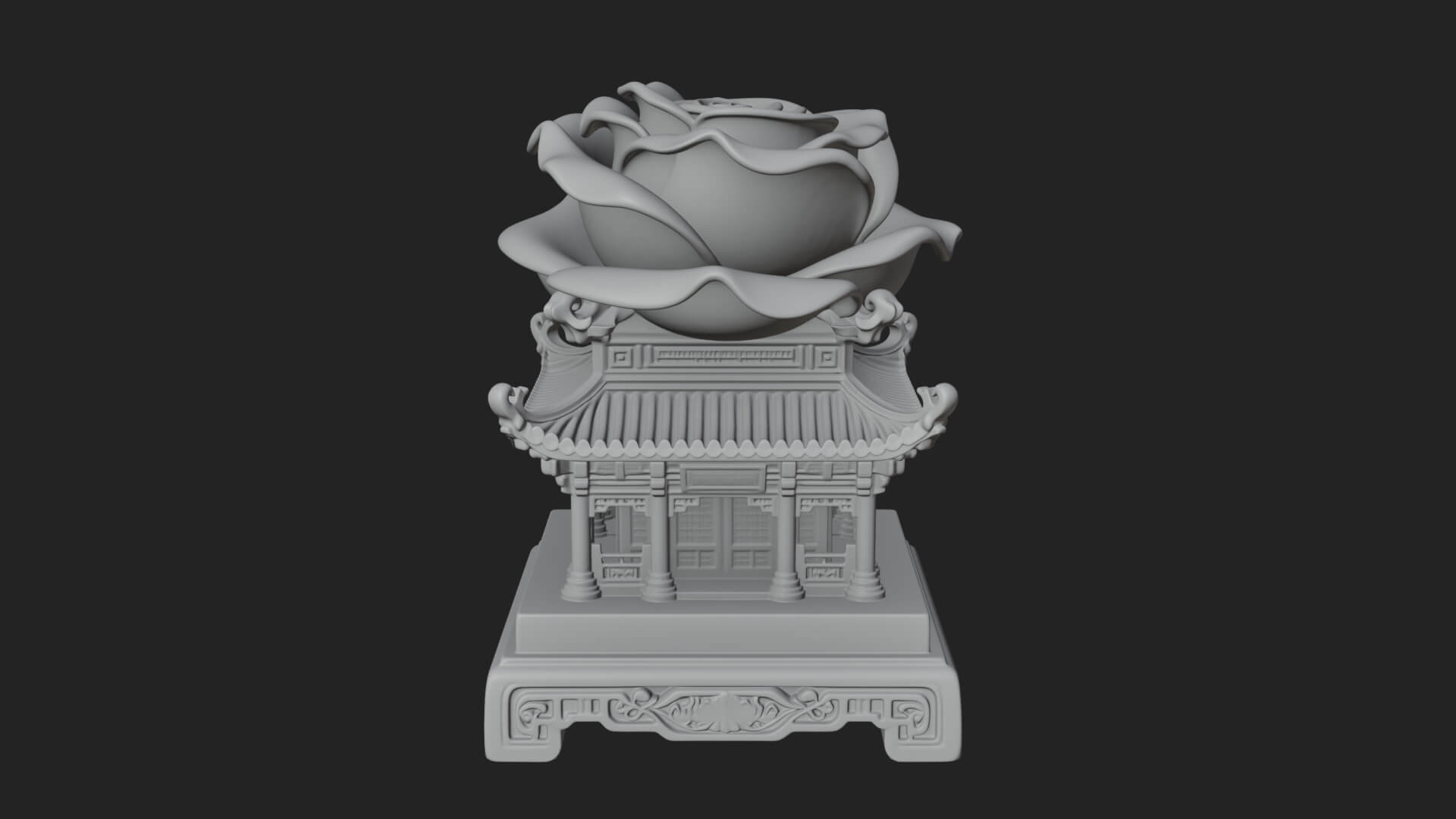 Rose Flower Pedestal Ornament Design 2 3D Print Model 3D Model