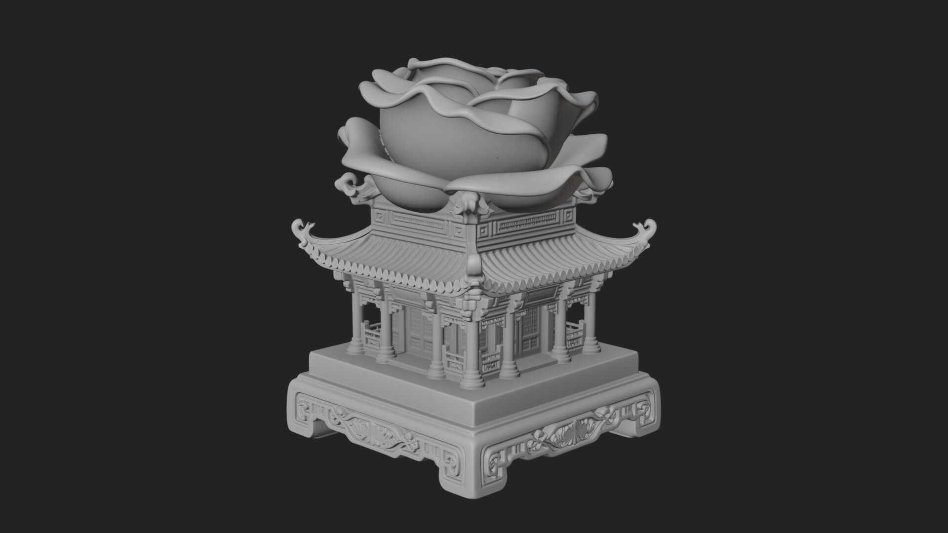 Rose Flower Pedestal Ornament Design 2 3D Print Model 3D Model