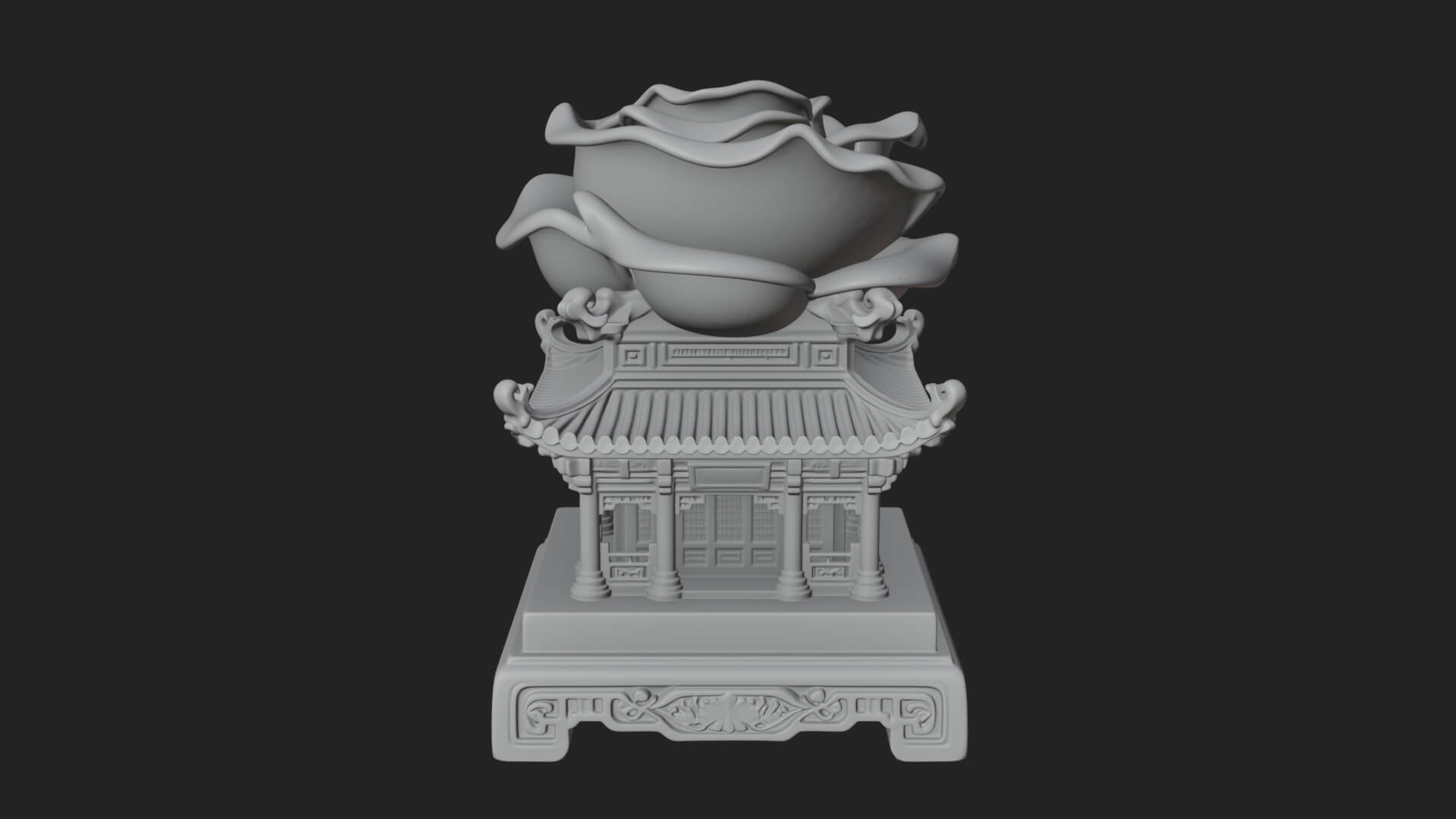 Rose Flower Pedestal Ornament Design 2 3D Print Model 3D Model