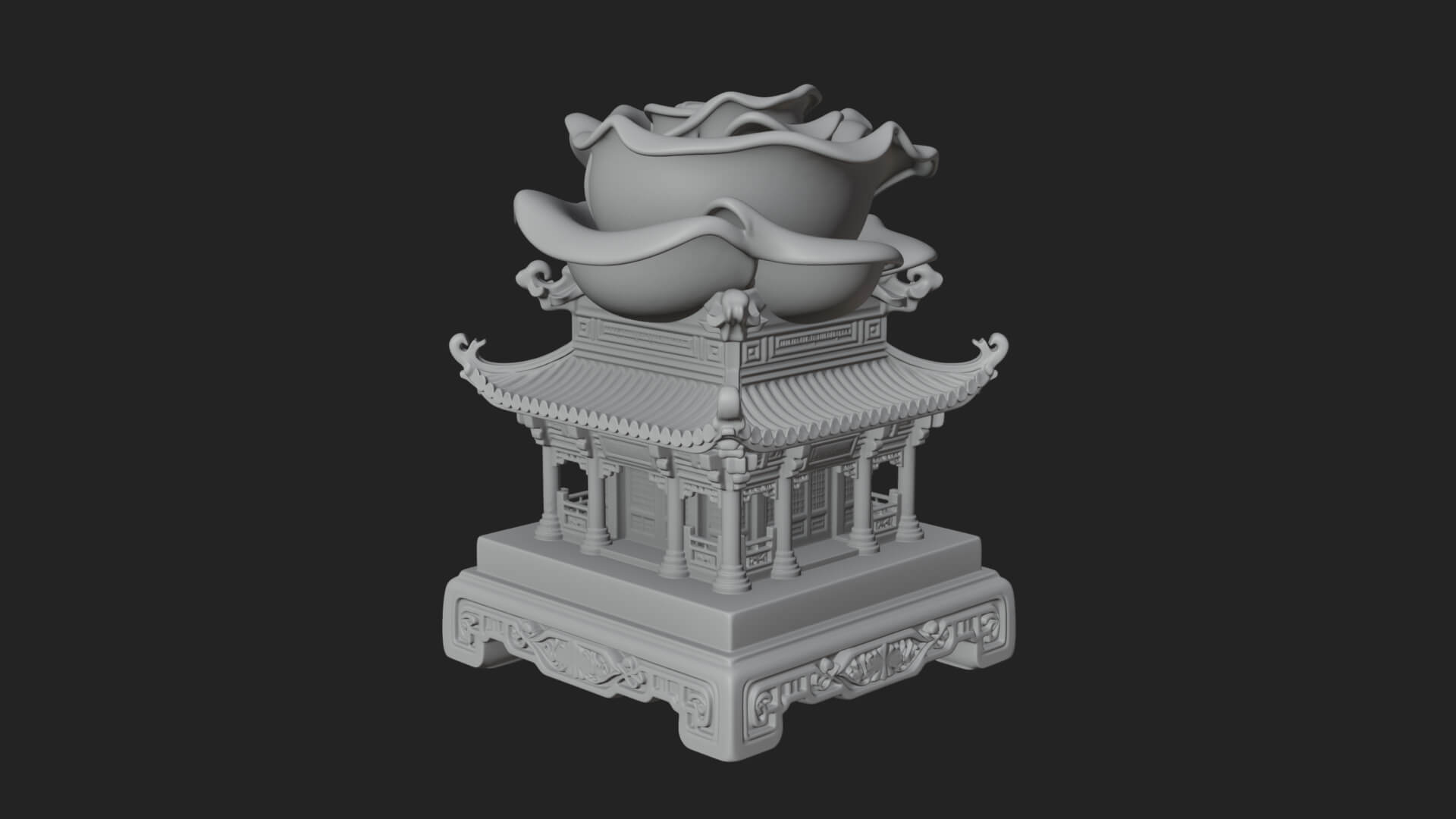 Rose Flower Pedestal Ornament Design 2 3D Print Model 3D Model