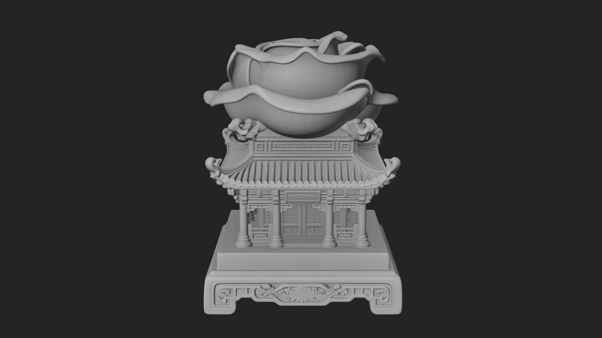 Rose Flower Pedestal Ornament Design 2 3D Print Model 3D Model