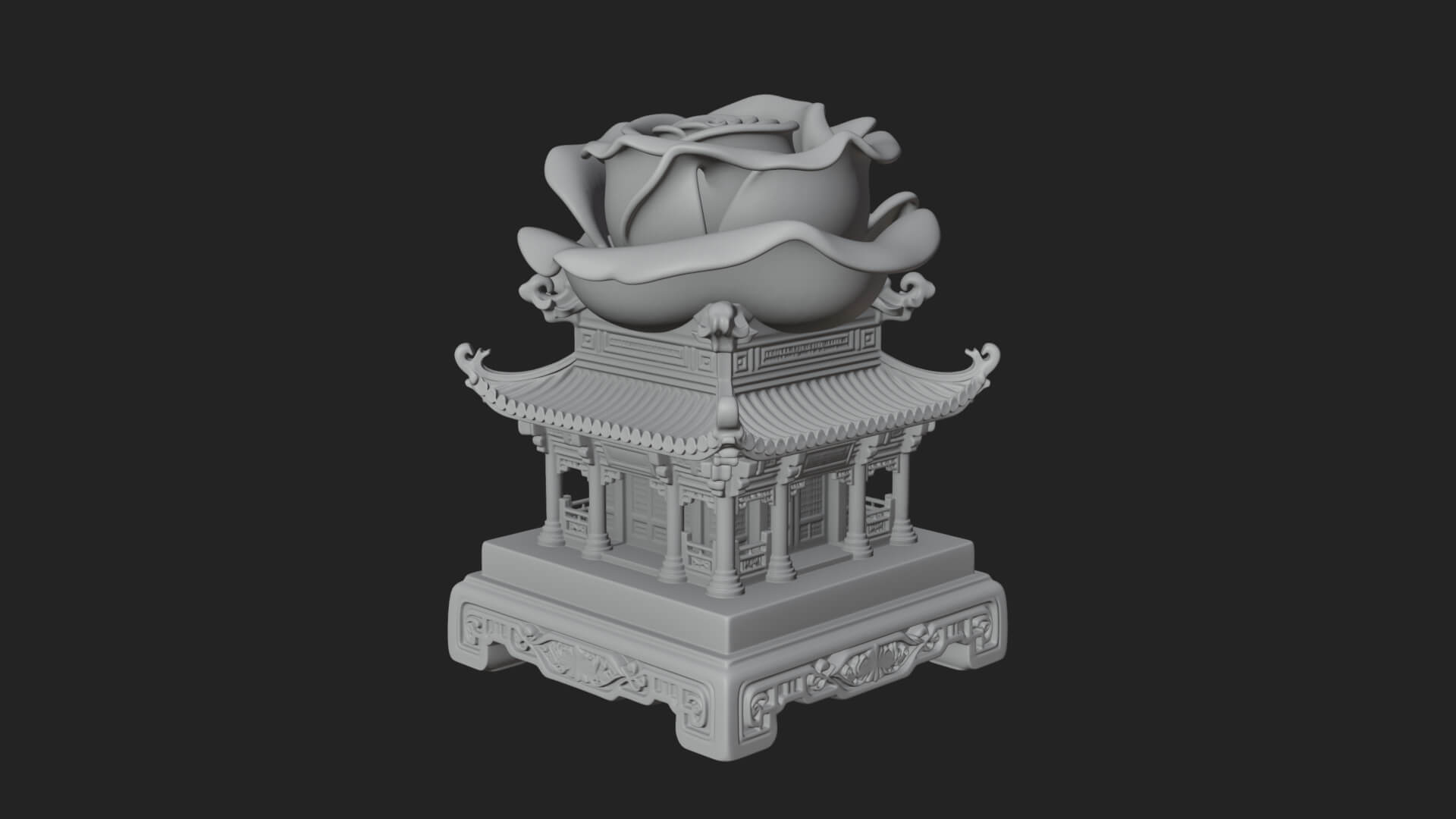 Rose Flower Pedestal Ornament Design 2 3D Print Model 3D Model