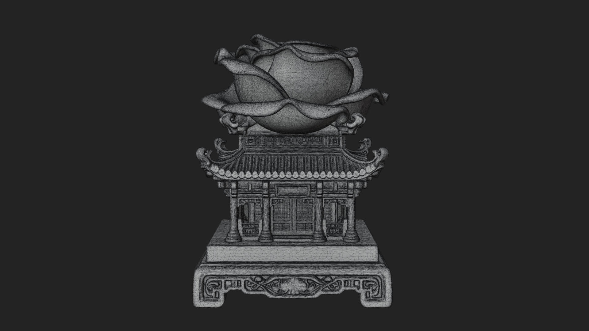 Rose Flower Pedestal Ornament Design 2 3D Print Model 3D Model