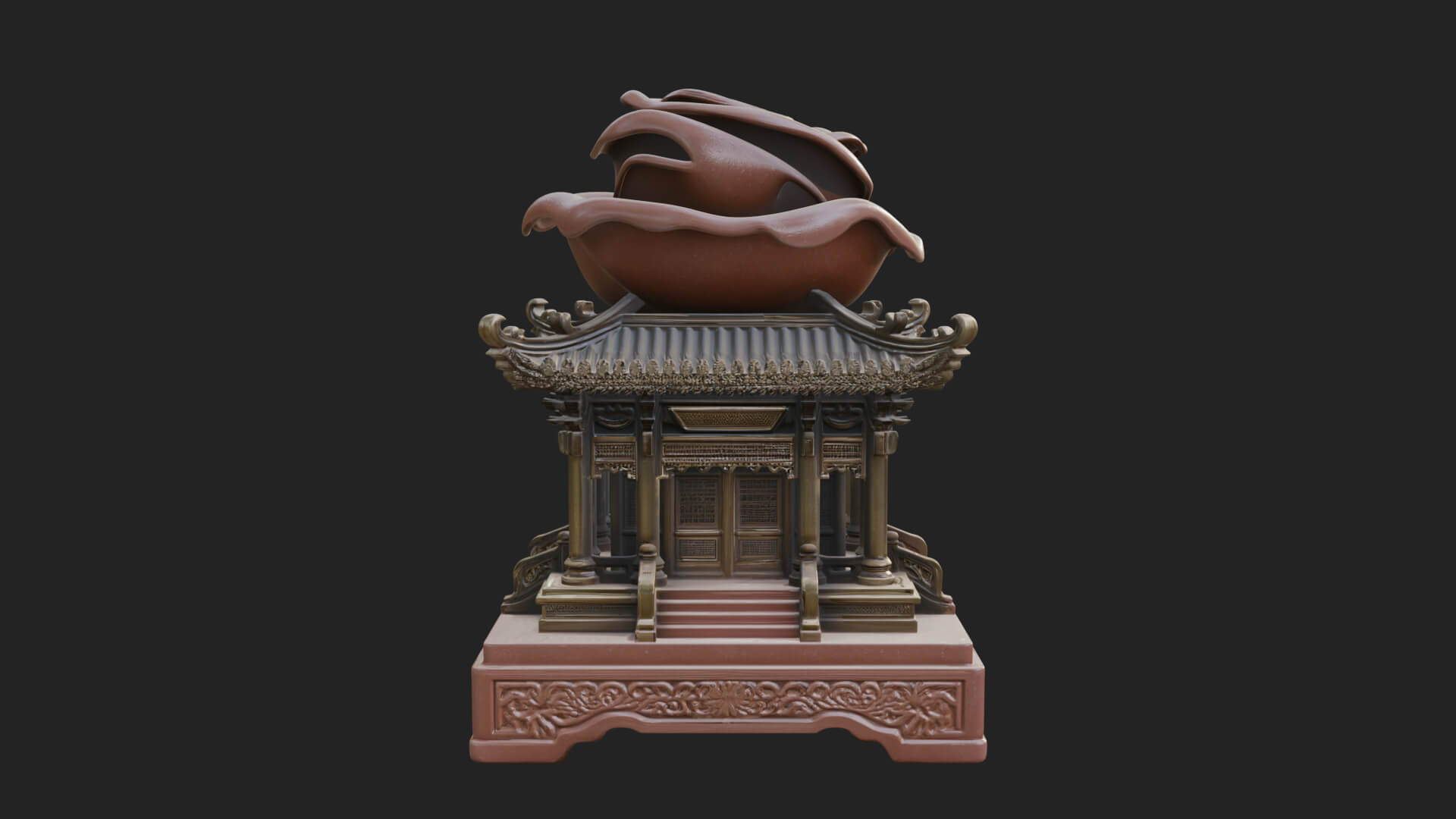 Rose Flower Pedestal Ornament Design 3 3D Print Model 3D Model