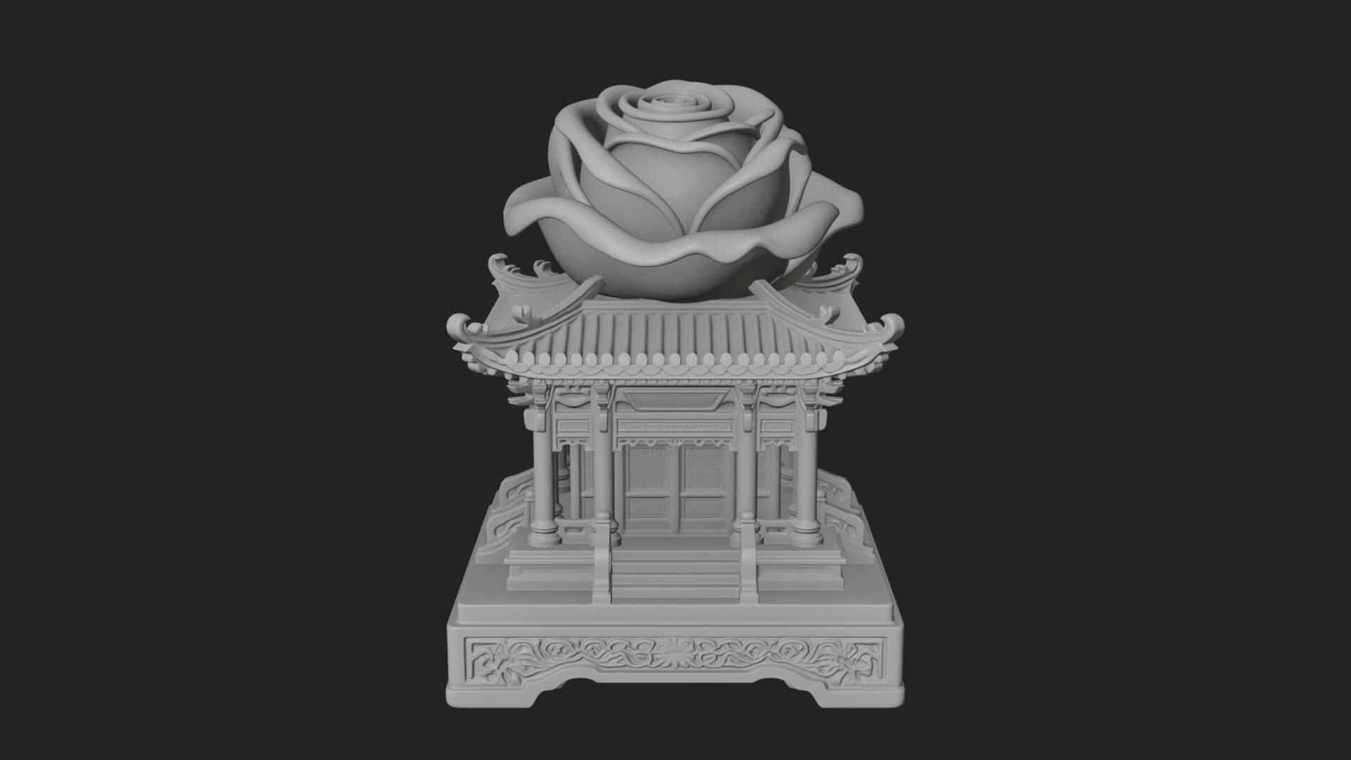 Rose Flower Pedestal Ornament Design 3 3D Print Model 3D Model
